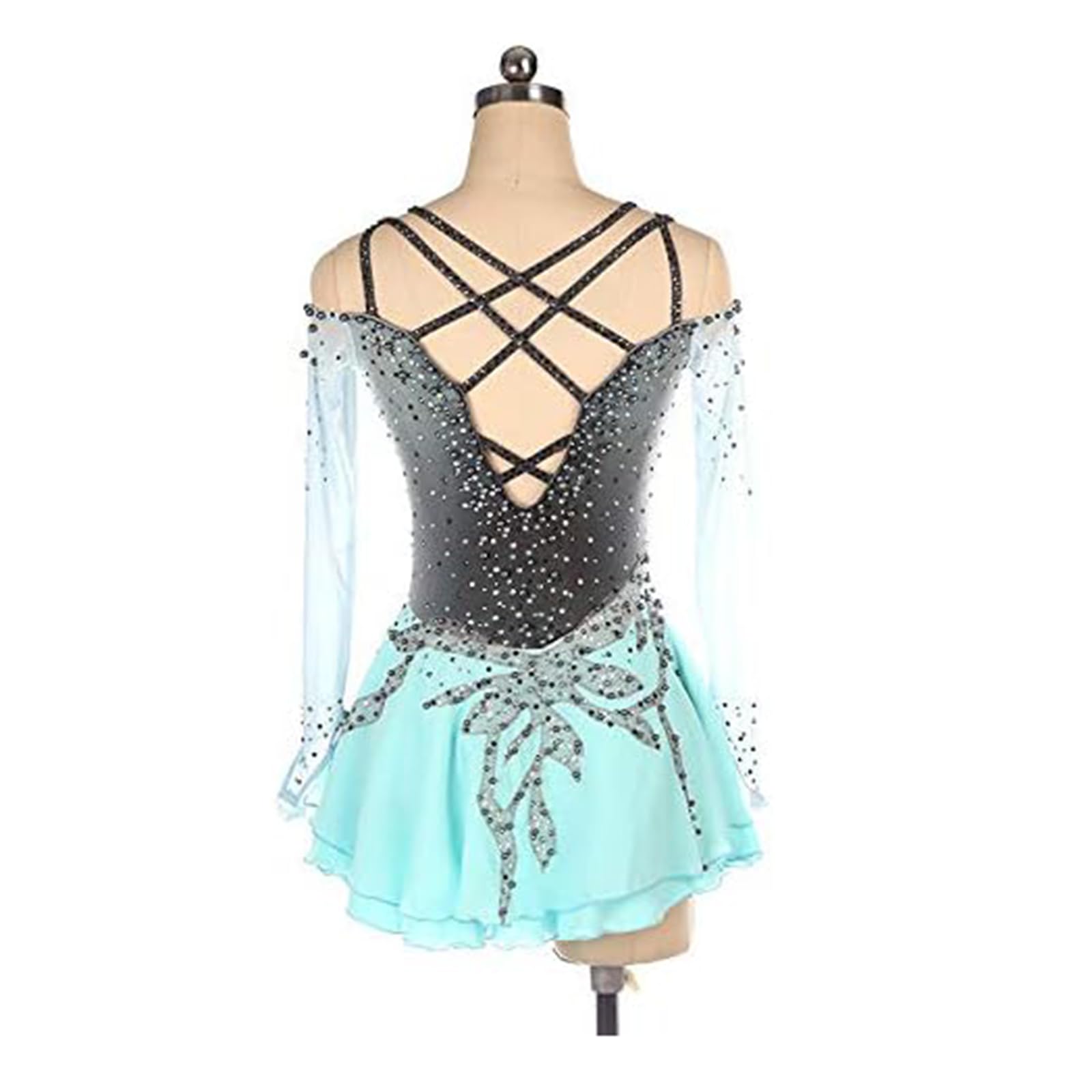 LIUHUO Girls Figure Skating Competition Dress - Kids White Ice Skating Performance Outfit for Competitions & Shows | Perfect for Ice Shows, Recitals & Winter Sports Events