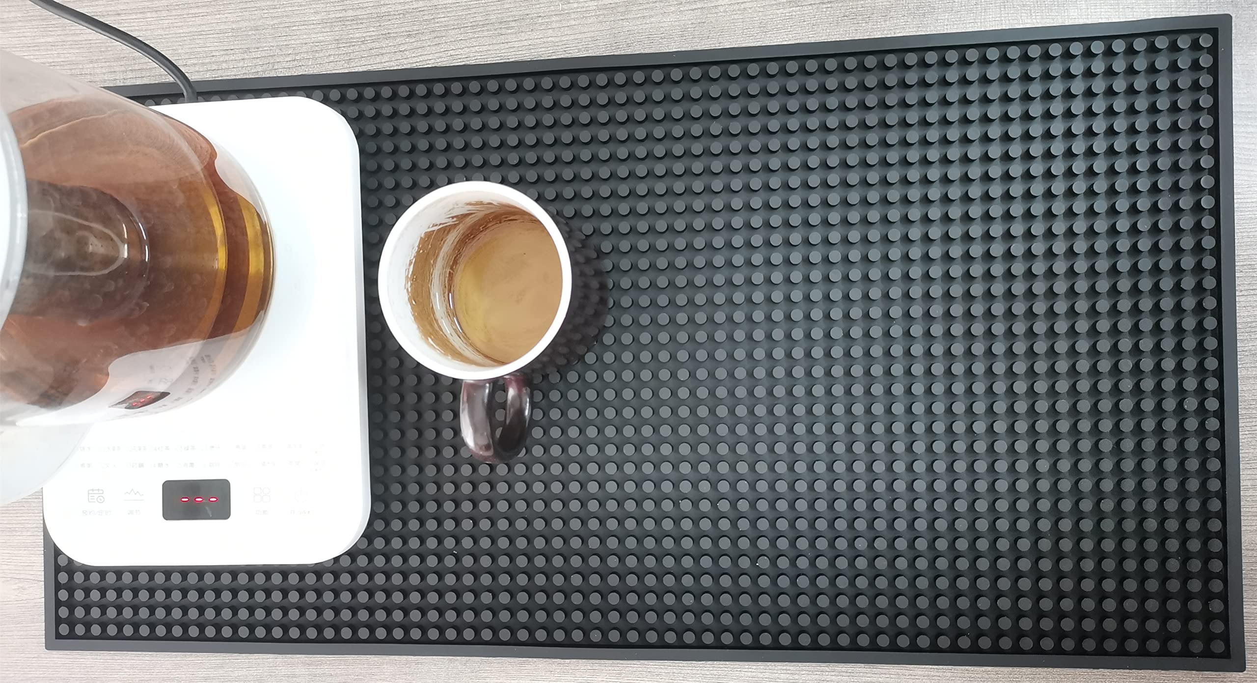 Premium Rubber Bar Mat for Barber & Coffee Shops - Spill-Proof Countertop Mat (16x28) for Salon & Cafe Use