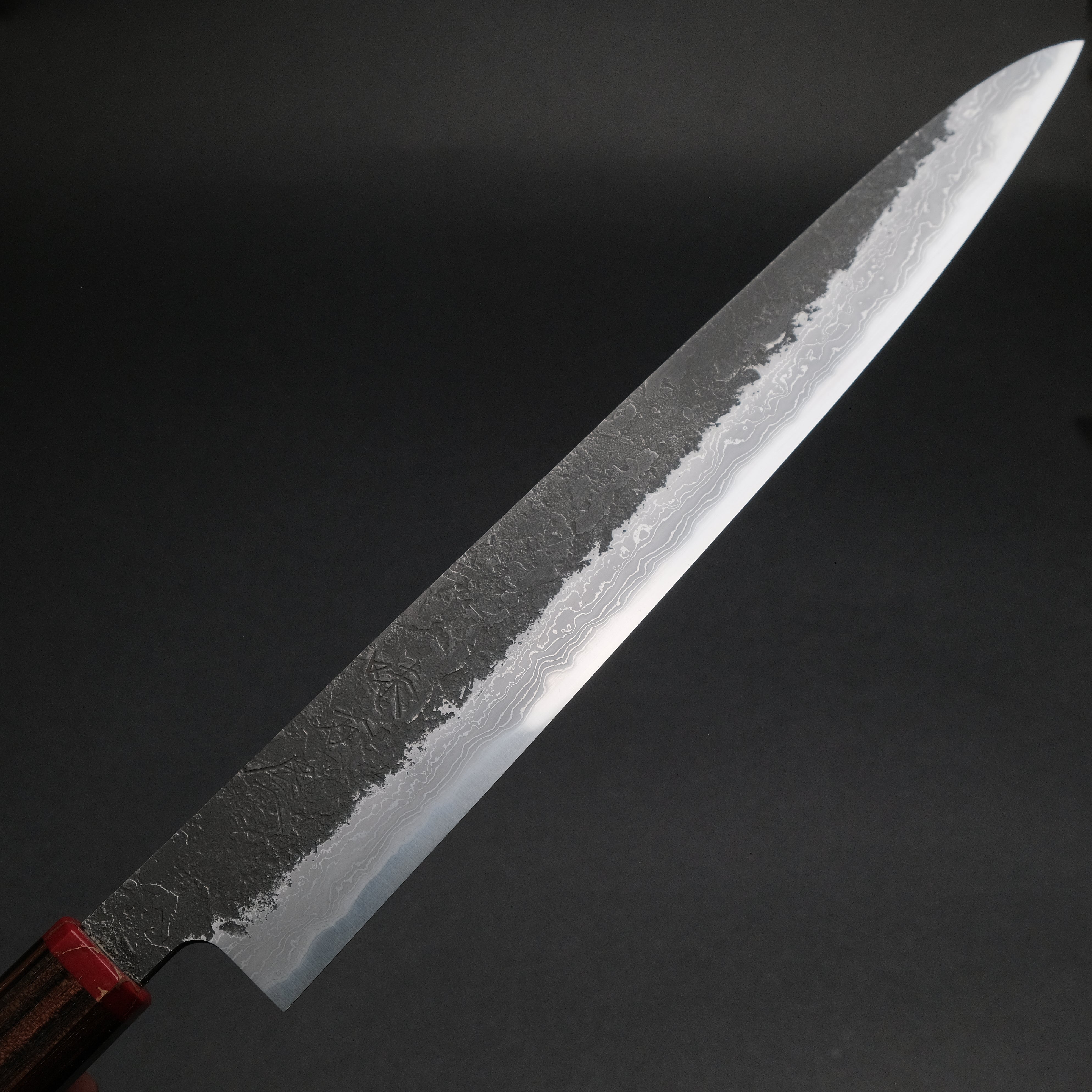 Premium Ajikataya White #2 Nashiji Damascus Sujihiki 270mm Japanese Chef Knife with Ebony & TQP Handle (#38) - Perfect for Slicing Sashimi, Meat, and Precision Cutting in Professional Kitchens