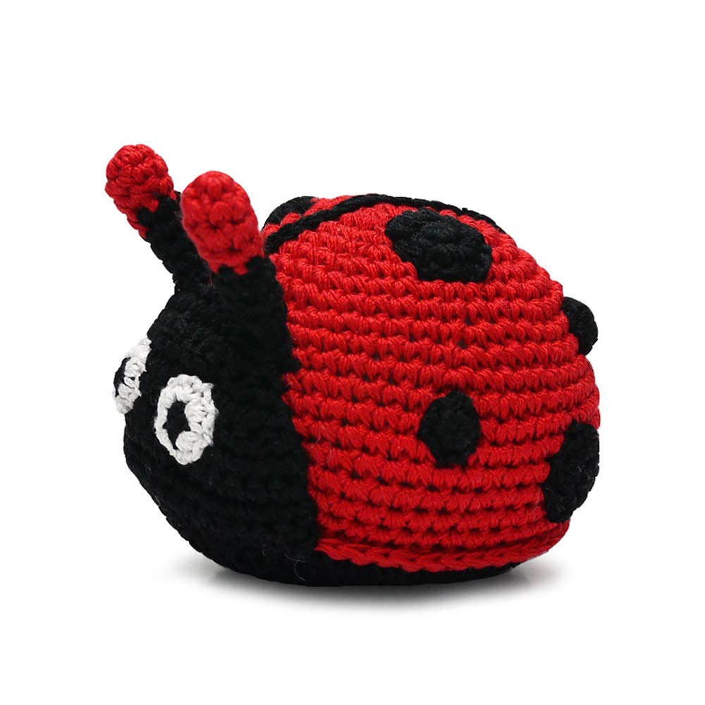 Crochet Small Dog Squeaky Toy - Cute Ladybug Design for Puppies | Interactive Chew Toy for Teething & Playtime | Perfect for Indoor & Outdoor Fun