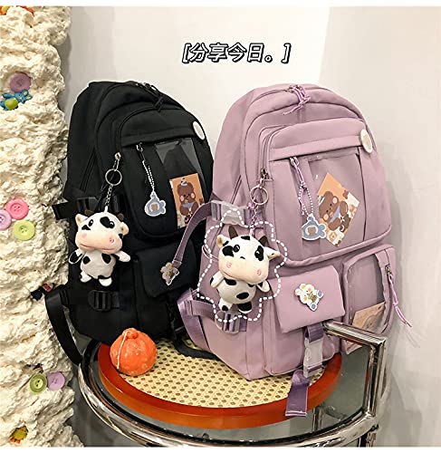 Kawaii Backpack for School - Cute Aesthetic Backpack with Pins & Accessories | Trendy Purple Anime Backpack for Girls, College Students & Kawaii Fashion Lovers | Perfect for School, Travel & Daily Use