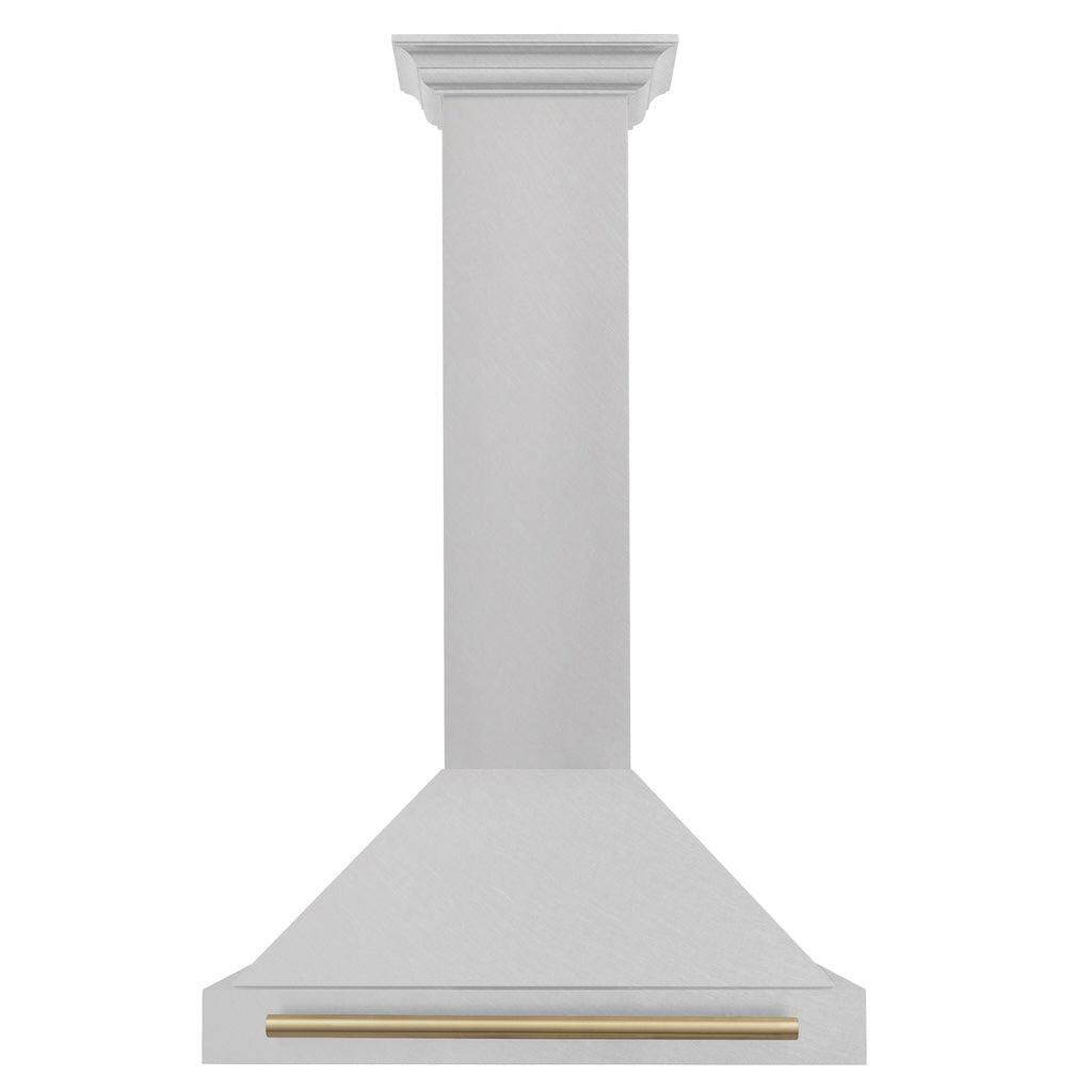 ZLINE KB4SNZ 36 CB Autograph Edition 36-inch Stainless Steel Wall Mount Range Hood with Convertible Design & Champagne Bronze Handle - Perfect for Modern Kitchens & Open-Concept Homes