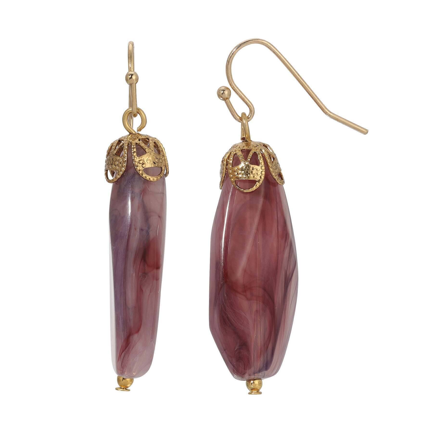1928 Jewelry Irregular Milk Amethyst Bead Drop Earrings for Women - Vintage Boho Dangle Earrings for Party, Wedding & Everyday Wear
