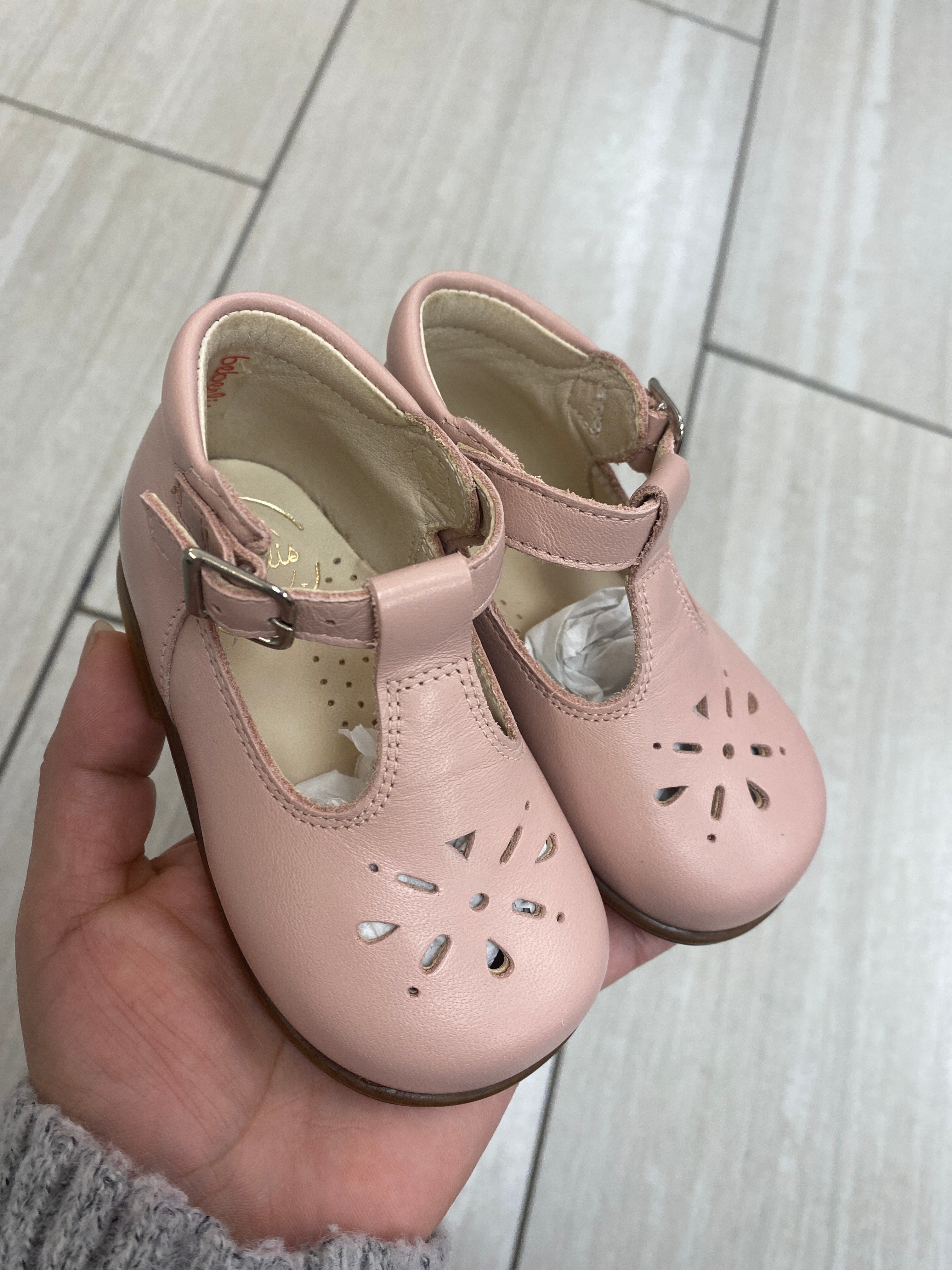 Beberlis Pink Perforated T-Strap Baby Shoes - Breathable & Comfortable First Walkers for Infants & Toddlers - Perfect for Special Occasions, Photo Shoots & Daily Wear