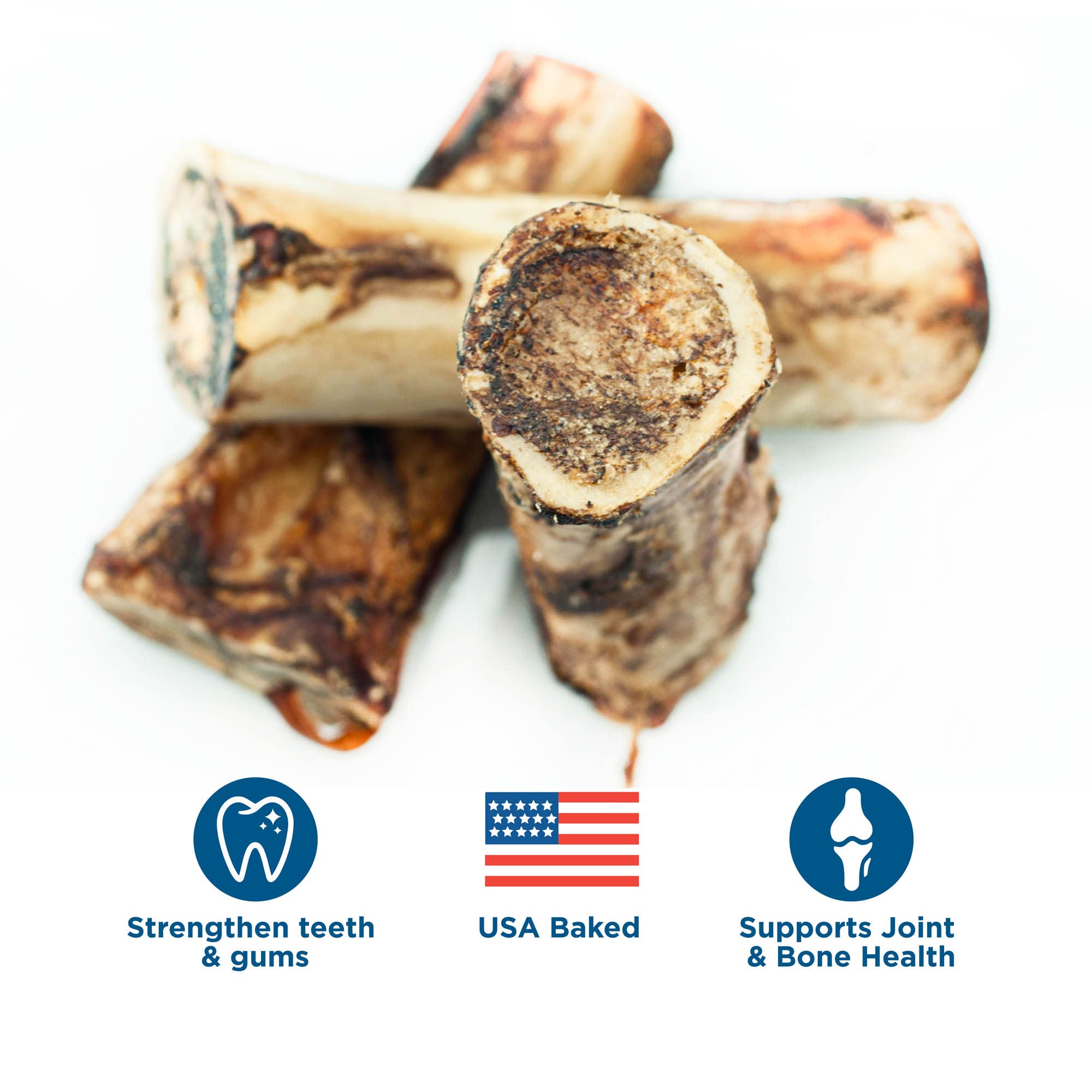 Premium Bully Sticks Marrow Bones for Dogs - 8 Pack of All-Natural Grass-Fed Beef Chews | Long-Lasting Dental Treats for Large Breed Dogs | USA Made Healthy Dog Snacks | Perfect for Training Rewards & Anxiety Relief