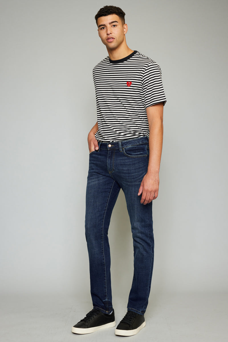 Liam Medium Wash Slim Straight Men's Jeans - Comfortable & Stylish Denim Pants for Casual Wear & Everyday Outfits