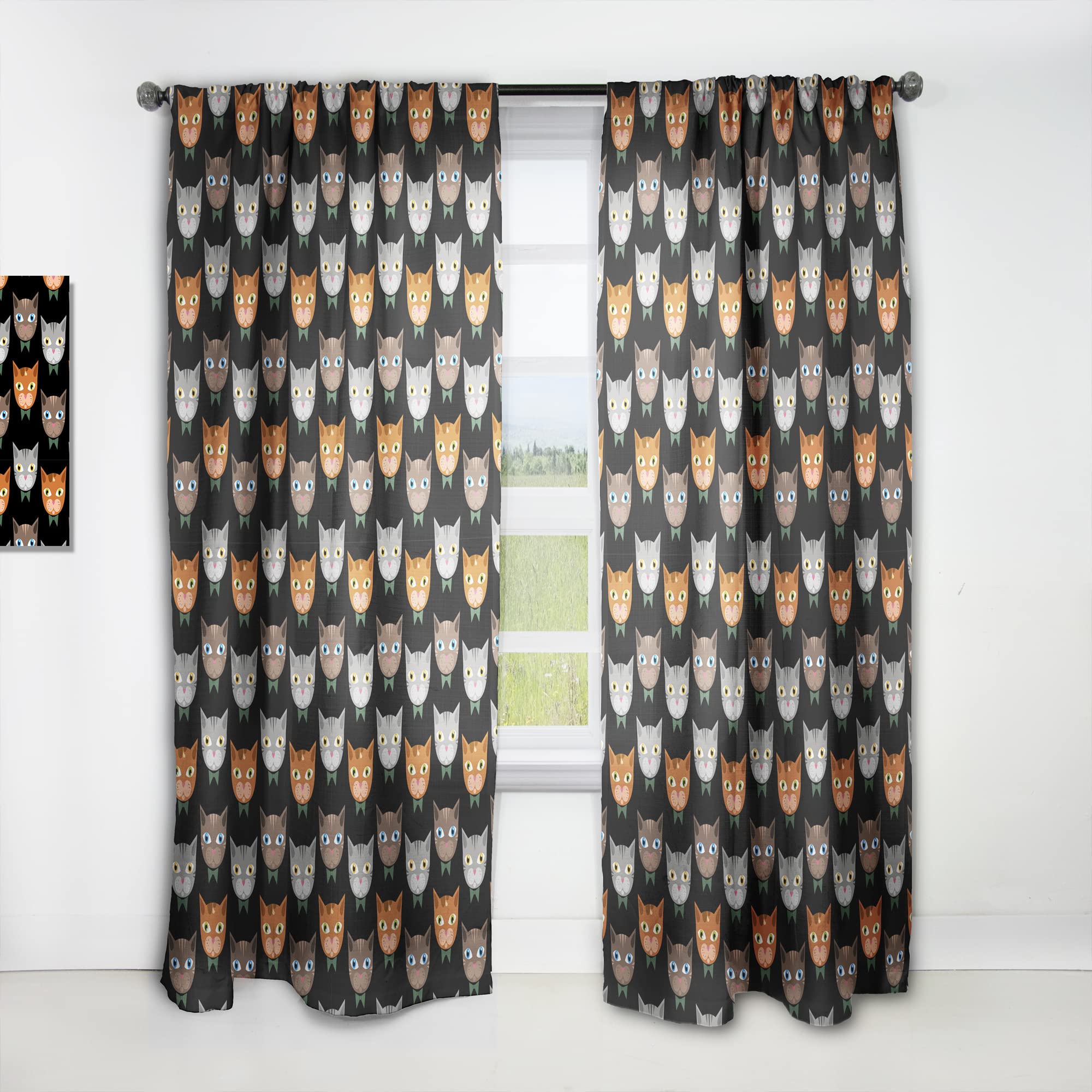 Cute Cats Pattern Thermal Insulated Curtains for Bedroom & Living Room - Single Panel 52x108 - Blackout Drapes for Cozy Home Decor & Privacy