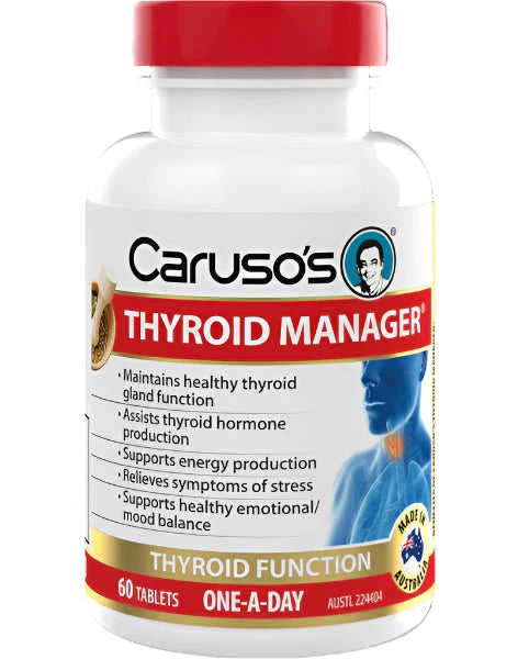 Caruso's Thyroid Manager Supplement - Natural Thyroid Support for Hormone Balance & Metabolism Boost | Ideal for Thyroid Health & Energy Levels
