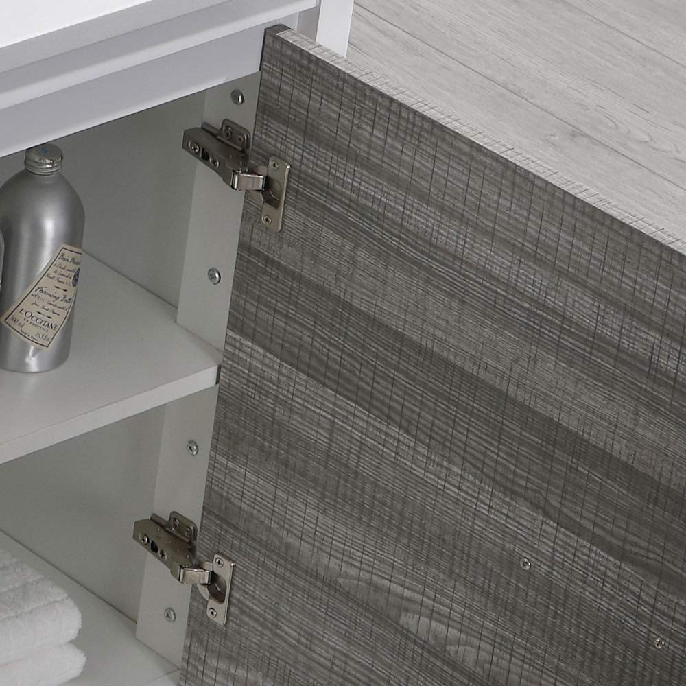 Fresca Allier Rio 60 Inch Modern Bathroom Vanity with Double Sink & Medicine Cabinet in Ash Gray - Perfect for Master Bathrooms and Guest Suites