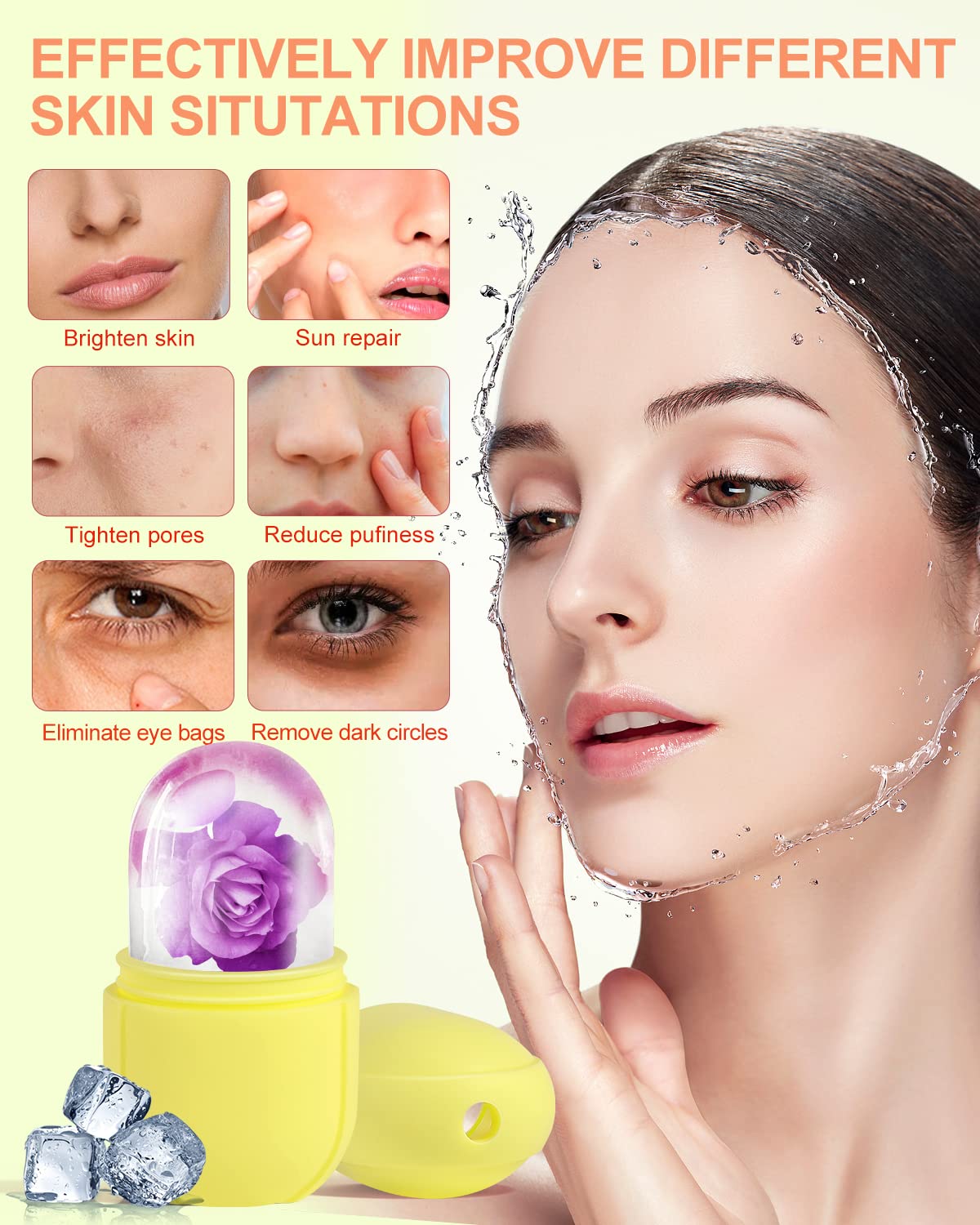Ice Roller for Face & Eye - Cooling Facial Massager for Puffiness Relief, Dark Circles & Fine Lines | Skin Brightening & Pore Minimizing Beauty Tool | Perfect for Morning Routine & Post-Workout Recovery