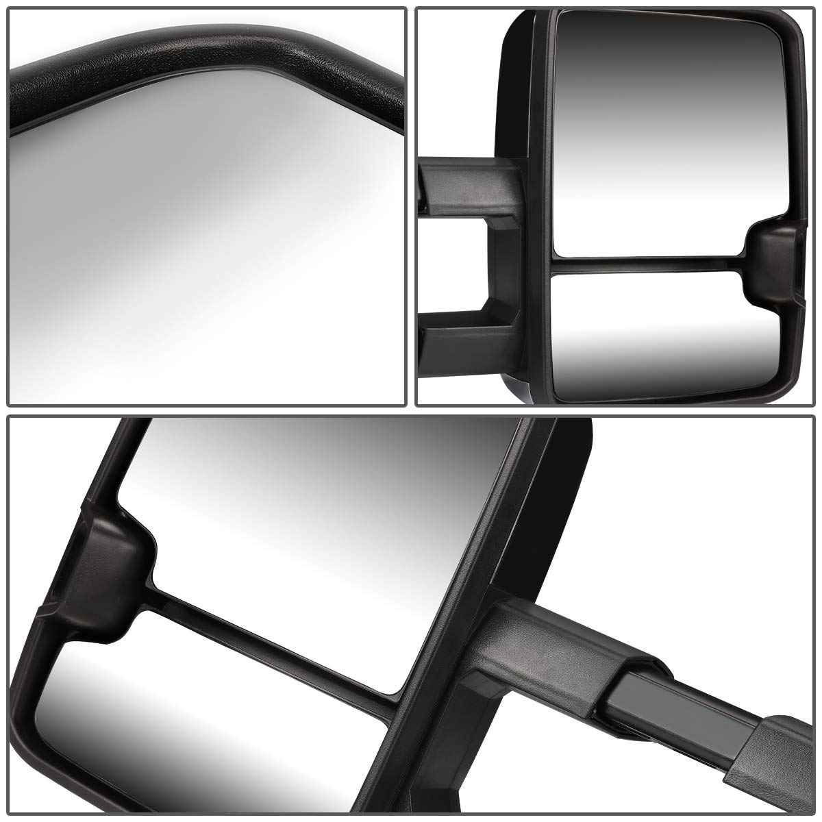 DNA MOTORING TWM-028-T666-CH-AM Chrome Manual Telescoping Towing Mirrors with Amber LED Turn Signals for 2007-2013 Chevy Silverado 1500 - Perfect for Enhanced Visibility & Safety During Towing & Night Driving