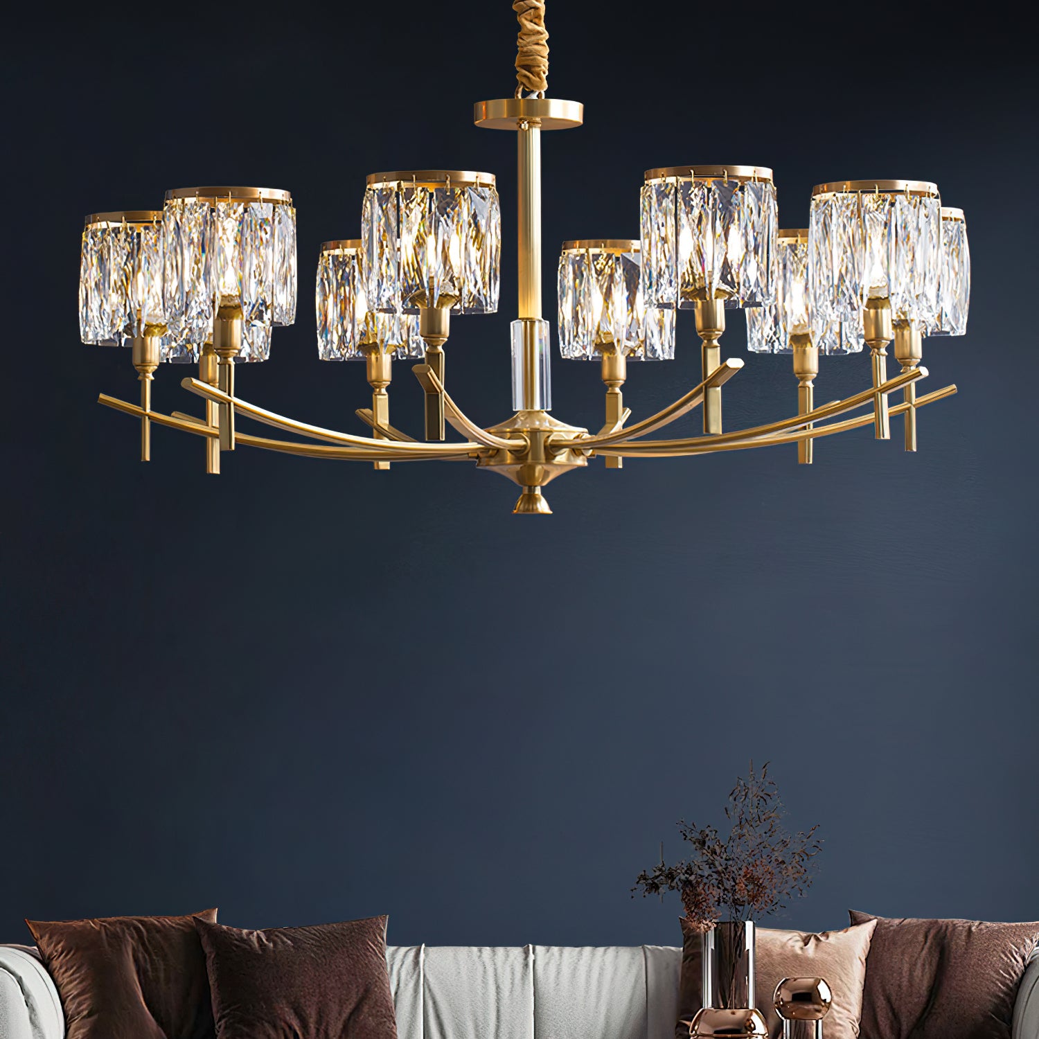 Crystal Prism Chandelier - Elegant Ceiling Light Fixture for Dining Room, Bedroom & Living Room Decor | Modern Home Lighting Solution