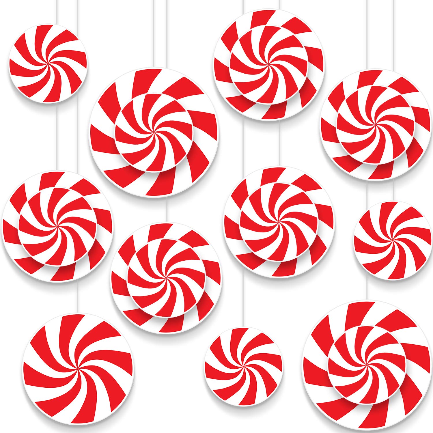 18-Piece Peppermint Candy Cutouts for Christmas Decorations - Cardboard Cutouts with Glue Dots for Winter Bulletin Boards, School Classroom, Holiday Parties & Home Decor (3 Sizes) - Perfect for DIY Crafts, Seasonal Displays & Festive Wall Decor