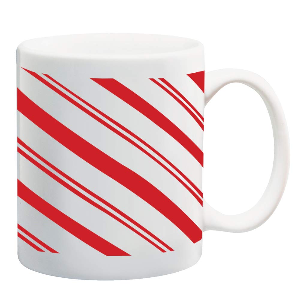 11oz Ceramic Christmas Candy Cane Pattern Coffee Mug - Holiday Themed Tea Cup for Xmas Gifts & Cozy Winter Drinks