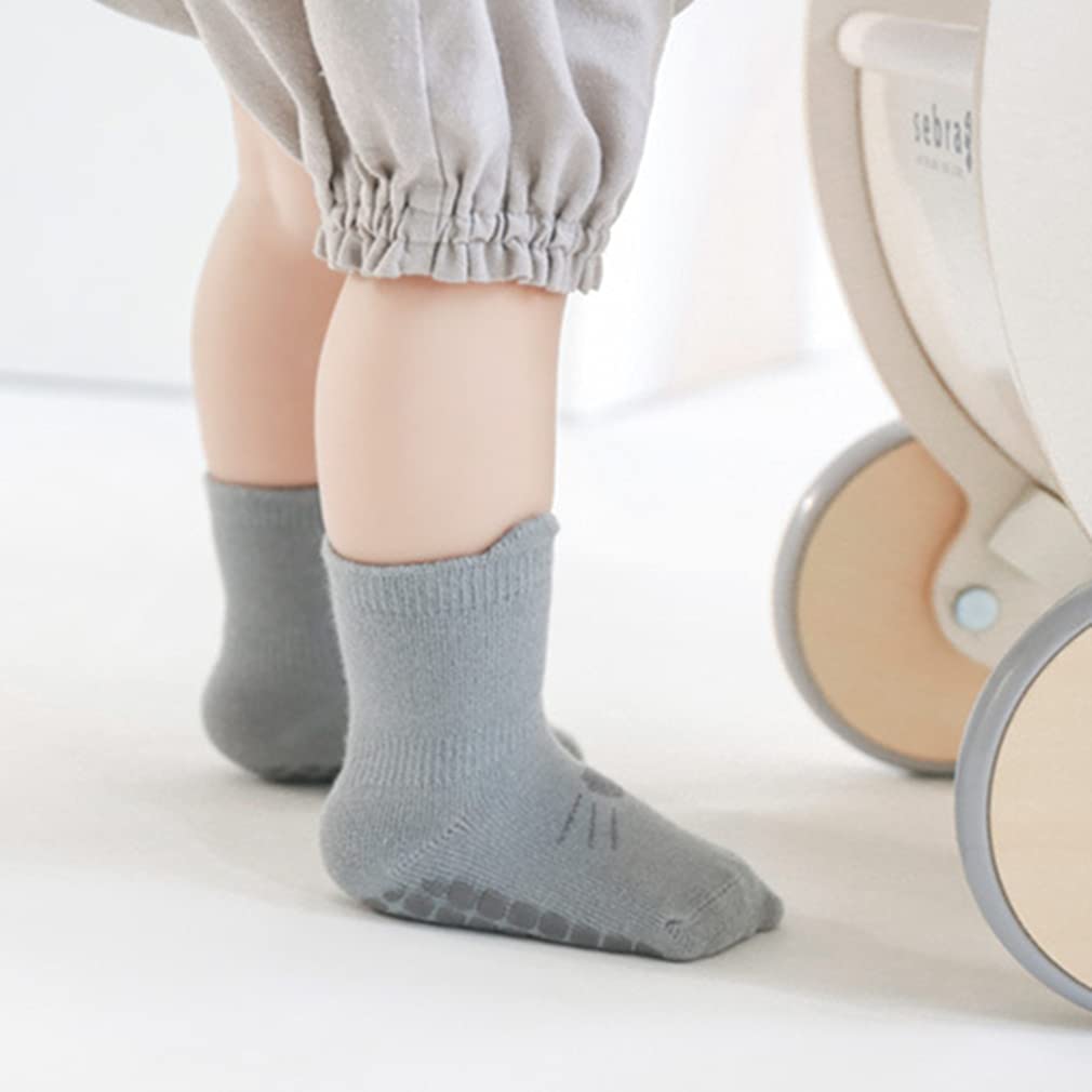 Non-Slip Baby Socks with Grips - Anti-Skid Cotton Ankle Socks for Infants & Toddlers (Girls & Boys) - Perfect for Playtime, Crawling & First Steps