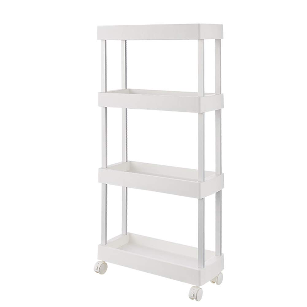 3-Tier Rolling Storage Cart with Wheels - Mobile Utility Shelf Organizer for Kitchen, Bathroom, Laundry Room & Small Spaces - Easy Assembly White Shelving Unit - Perfect for Home Organization, Office Supplies & Closet Storage