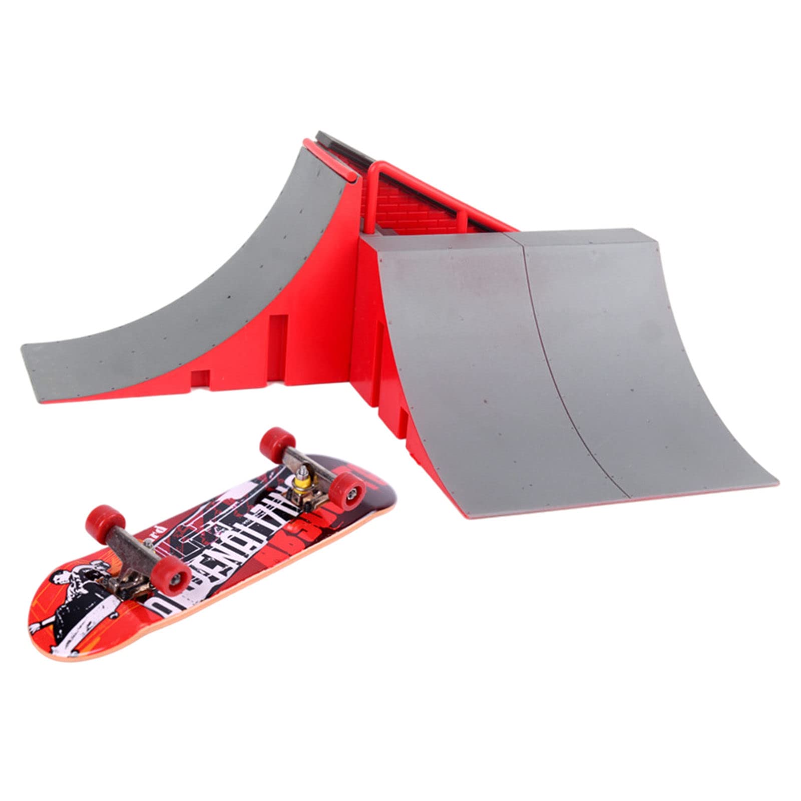 Almencla Skateboard Ramp Kit - Complete Starter Set with Rails & Mini Fingerboard for Kids & Adults - Perfect for Party Games, Training & Finger Coordination Practice - Great for Indoor Play & Skateboard Skill Development