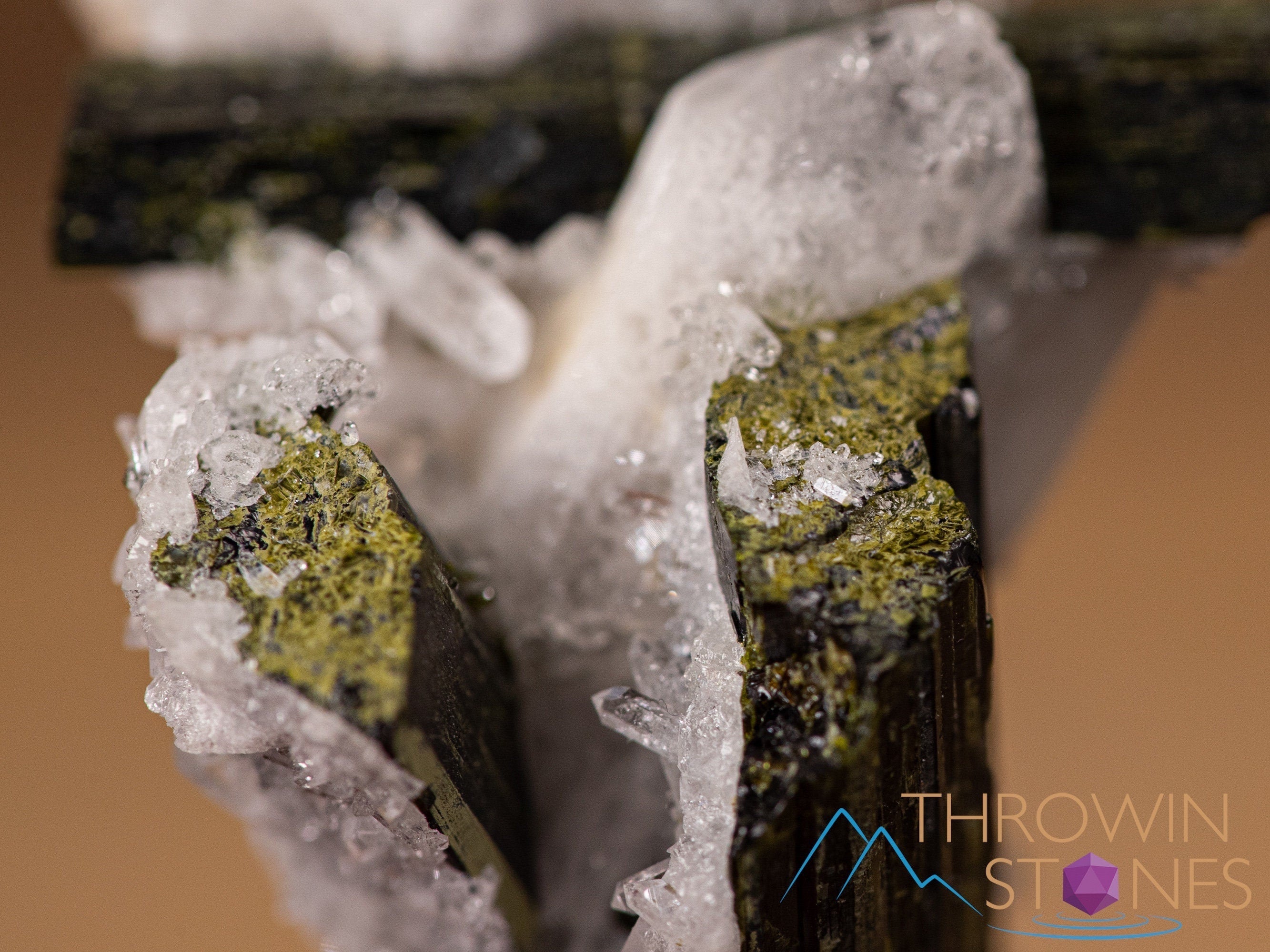 Natural Quartz with Epidote Raw Crystal Cluster - Healing Stone for Home Decor, Housewarming Gift, Meditation & Energy Work | Raw Crystals & Minerals Collection 40735