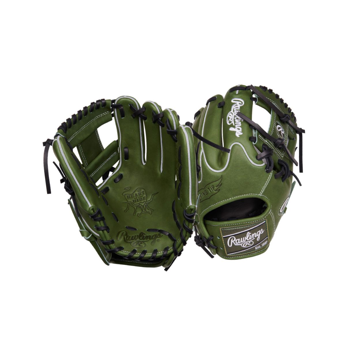 Rawlings Heart of the Hide Military Green PROR204W 2MG Infield Baseball Glove 11.5