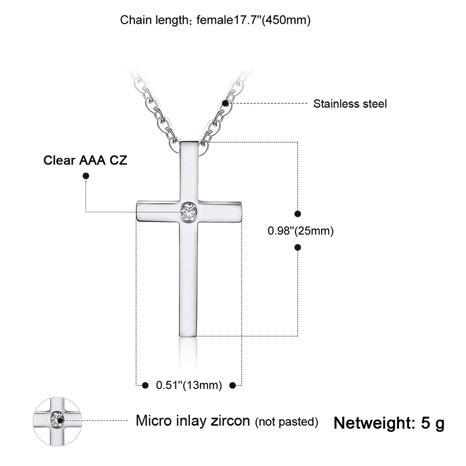 Elegant Small Cross Pendant Necklace for Women - Minimalist Sterling Silver Religious Jewelry - Perfect Mothers Day Gift, Birthday Present for Her - Ideal for Church, Weddings & Everyday Wear