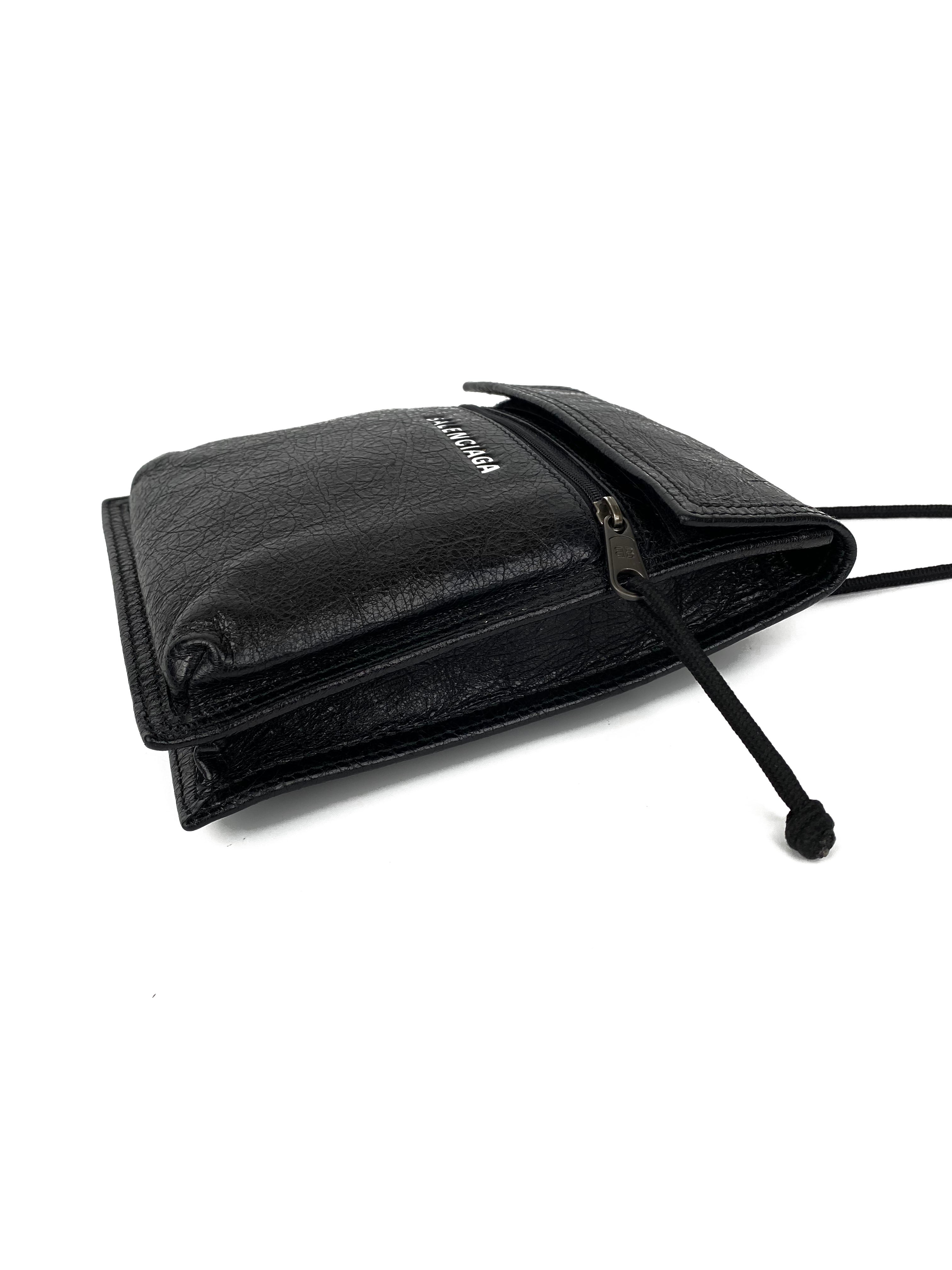 Balenciaga Small Black Explorer Pouch - Premium Leather Crossbody Bag for Women | Stylish & Compact Everyday Essentials Carrier for Work, Travel & Night Out