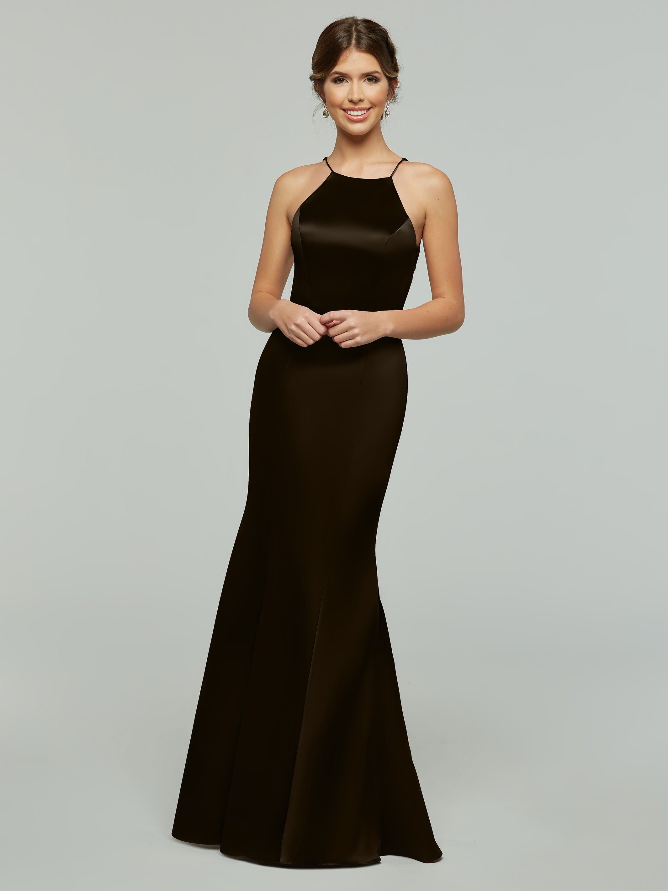 Elegant Mermaid Satin Bridesmaid Dress with Halter Neckline - Perfect for Weddings, Prom & Formal Events | Style 80071 Alt3