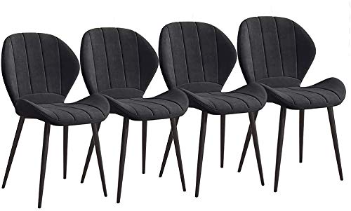 FETYDSE 4-Piece Velvet Dining Chairs Set - Upholstered Seats with Sturdy Metal Legs, Modern Kitchen & Dining Room Chairs for Home, Office, Restaurant (Black) - Perfect for Dining Rooms, Breakfast Nooks, and Elegant Home Decor