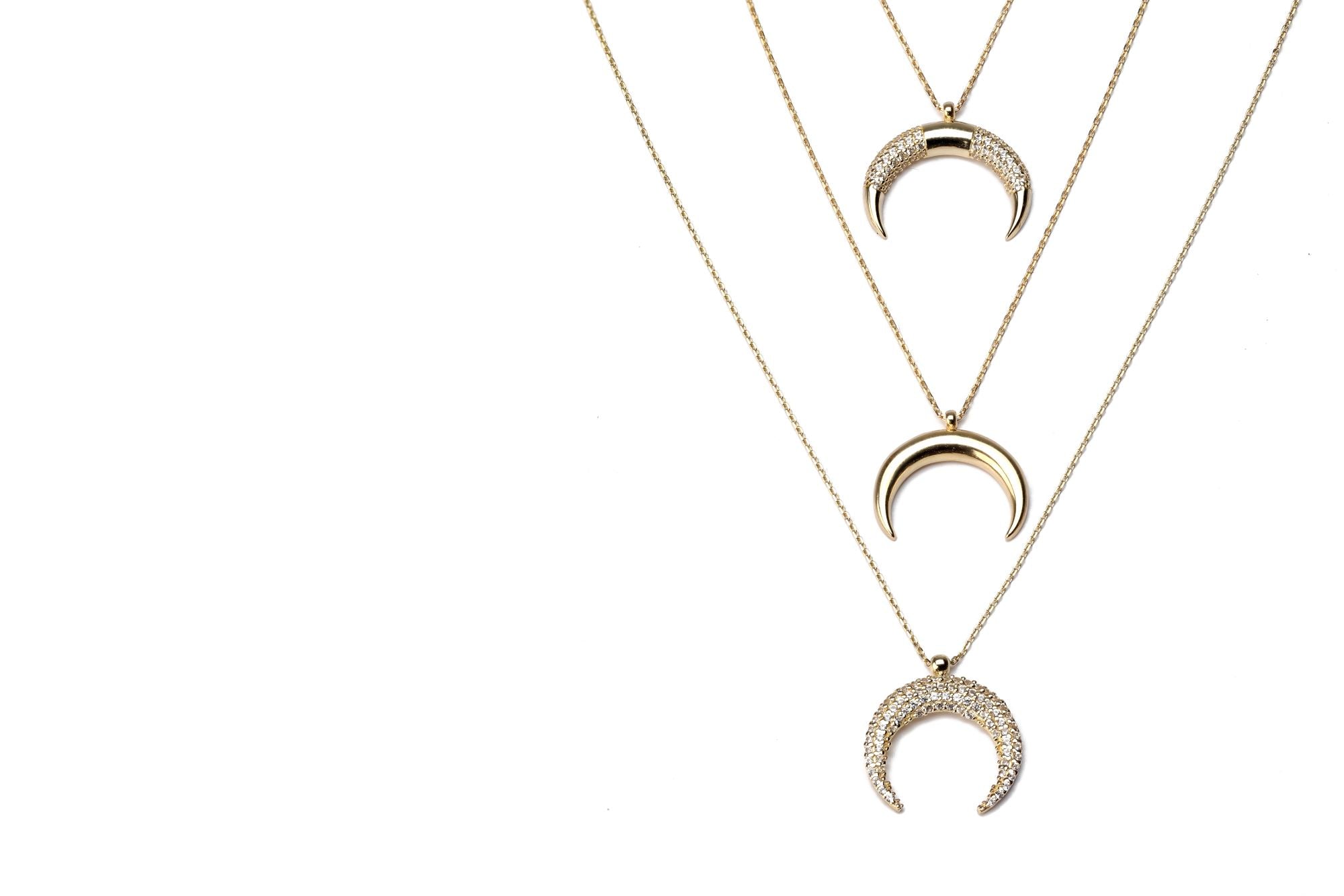 14K Yellow Gold Crescent Moon Sapphire Necklace for Women - Elegant Dainty Pendant Jewelry Gift for Birthday, Anniversary & Valentine's Day