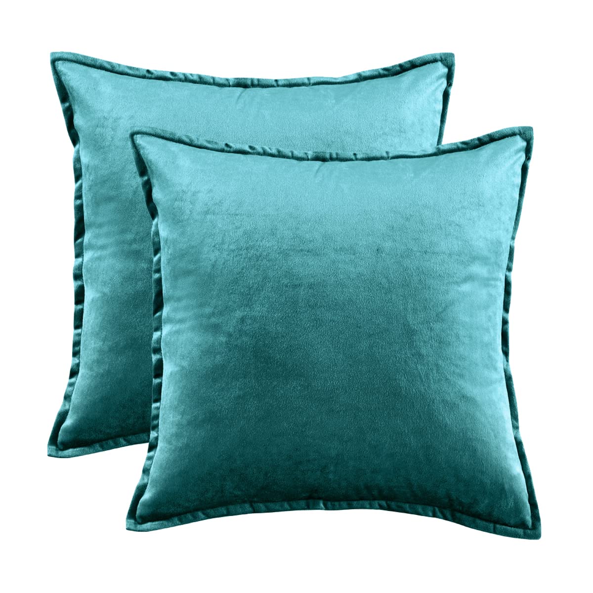 GIGIZAZA Velvet Decorative Throw Pillow Covers 20x20 Inches, Peacock Blue Square Couch Sofa Pillow Covers Set of 2 - Soft Luxury Home Decor for Living Room, Bedroom & Office