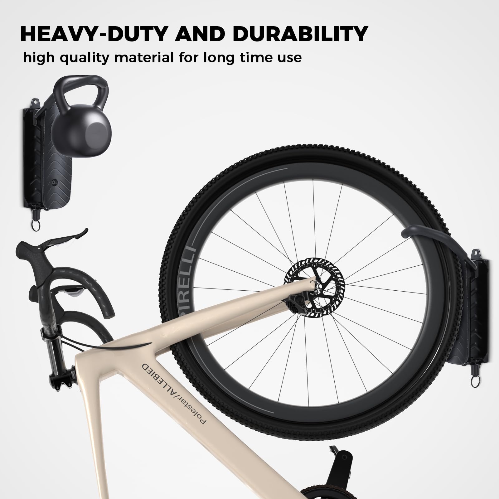 2 Pack Heavy Duty Swivel Bike Wall Mount - Space Saving Vertical Bike Hanger for Garage & Home - Holds Up to 66 lbs - Sturdy Wall Mounted Bike Rack for Road, Mountain & Kids Bikes - Perfect for Small Spaces & Bike Storage Organization (Black)