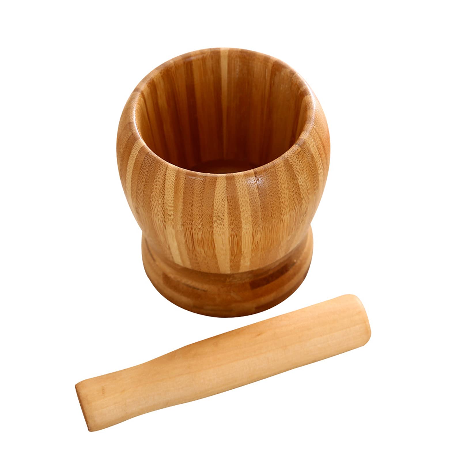 Premium Bamboo Mortar and Pestle Set - Natural Wood Guacamole Bowl, Garlic Crusher, Spice Grinder for Kitchen - Large Molcajete for Mexican Cooking, Herb Mixing & Food Prep (Ideal for Guacamole, Salsa & Spice Grinding)
