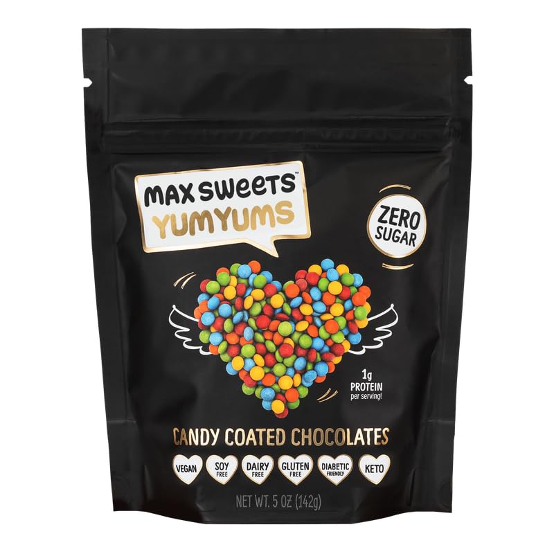 Max Sweets Sugar Free Dark Chocolate YumYums - Keto, Gluten Free, Vegan Candy for Diabetic & Low Carb Diets - Delicious Chocolate Coated Treats (3 Pack) - Perfect for Snacking, Gifts & Healthy Desserts