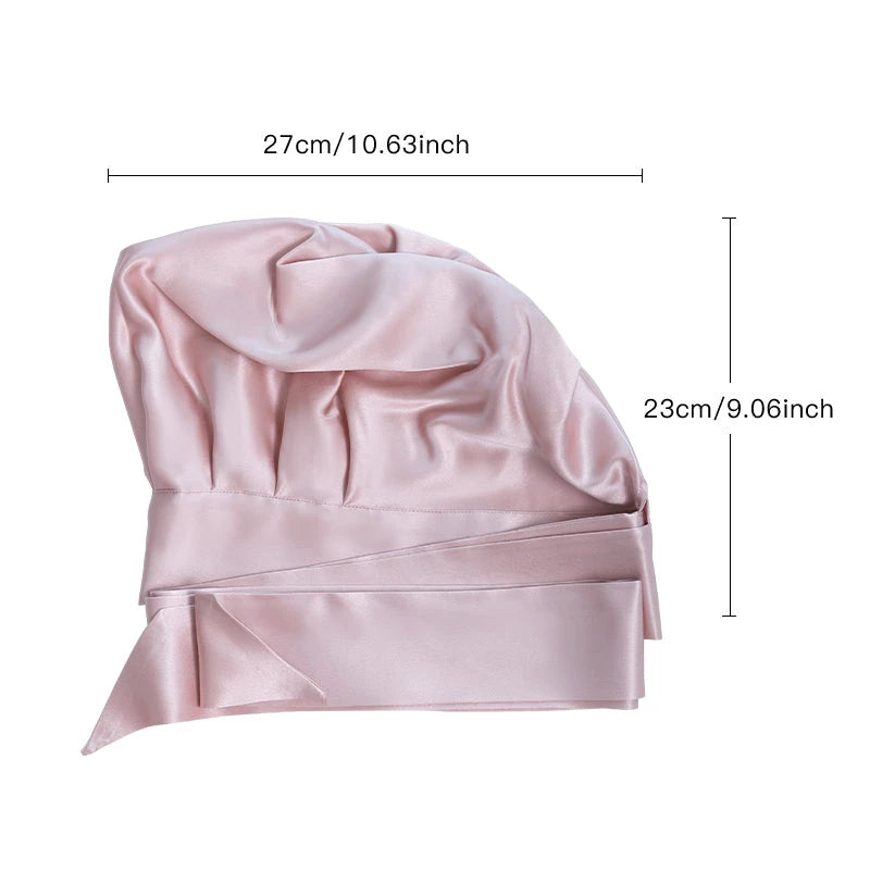 Silk Hair Bonnet for Sleeping - Satin Sleep Cap for Natural Hair, Curly Hair & Protective Styling - Reduce Frizz & Breakage While You Sleep (Black, Large) - Perfect for Nighttime Hair Care & Travel