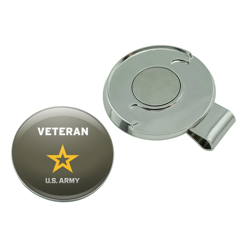 U.S. Army Veteran Logo Golf Hat Clip with Magnetic Ball Marker - Durable Military Cap Accessory for Golfers - Perfect for Golf Games, Outdoor Sports & Military Apparel