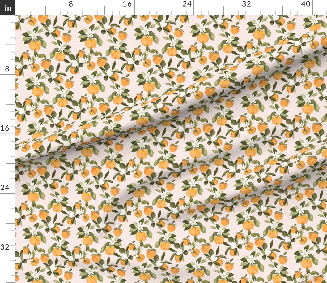 Orange Blossom Pink Citrus Printed Cotton Fabric by The Yard - Spring Summer Floral Pattern for Sewing, Quilting, Apparel, Home Decor & DIY Crafts | Perfect for Dresses, Curtains, Pillows & Table Runners
