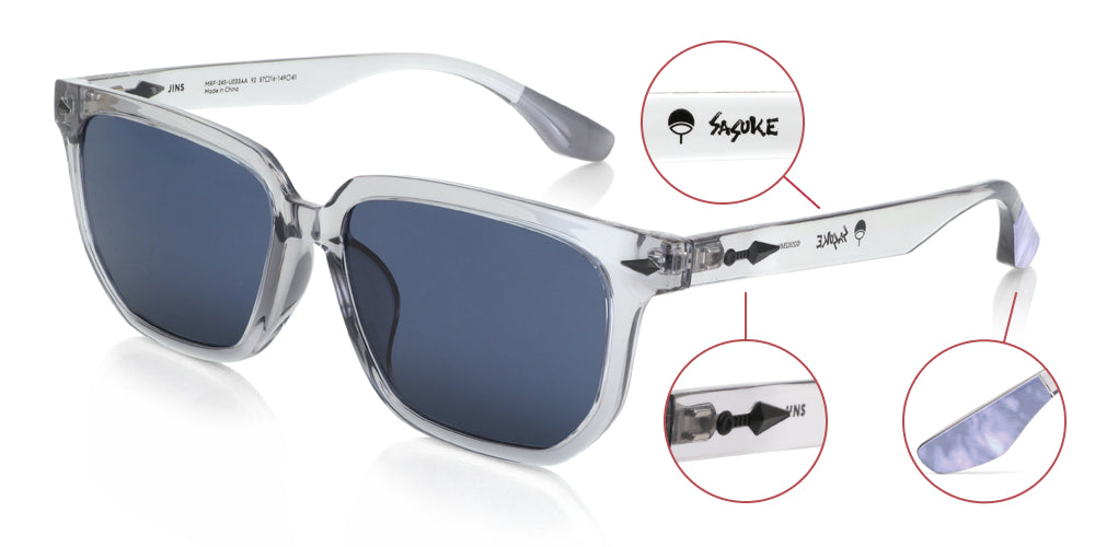 JINS x NARUTO SASUKE SG Model Gray Anime Glasses - Stylish Naruto Eyewear for Cosplay, Anime Fans & Daily Wear