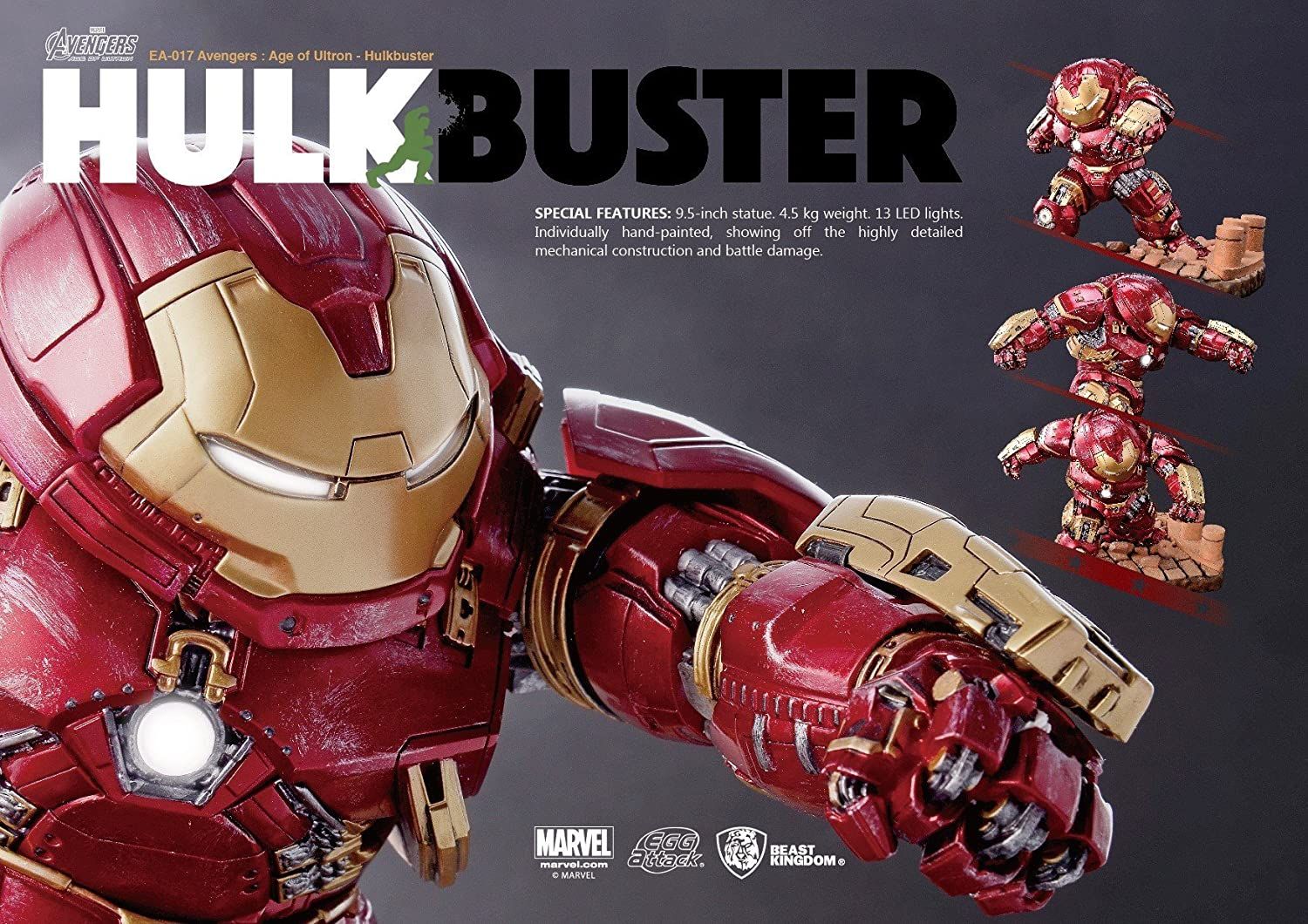 Beast Kingdom Egg Attack Marvel Avengers Age of Ultron Hulkbuster Action Figure Statue - Collectible Marvel Superhero Toy for Display & Gifts
