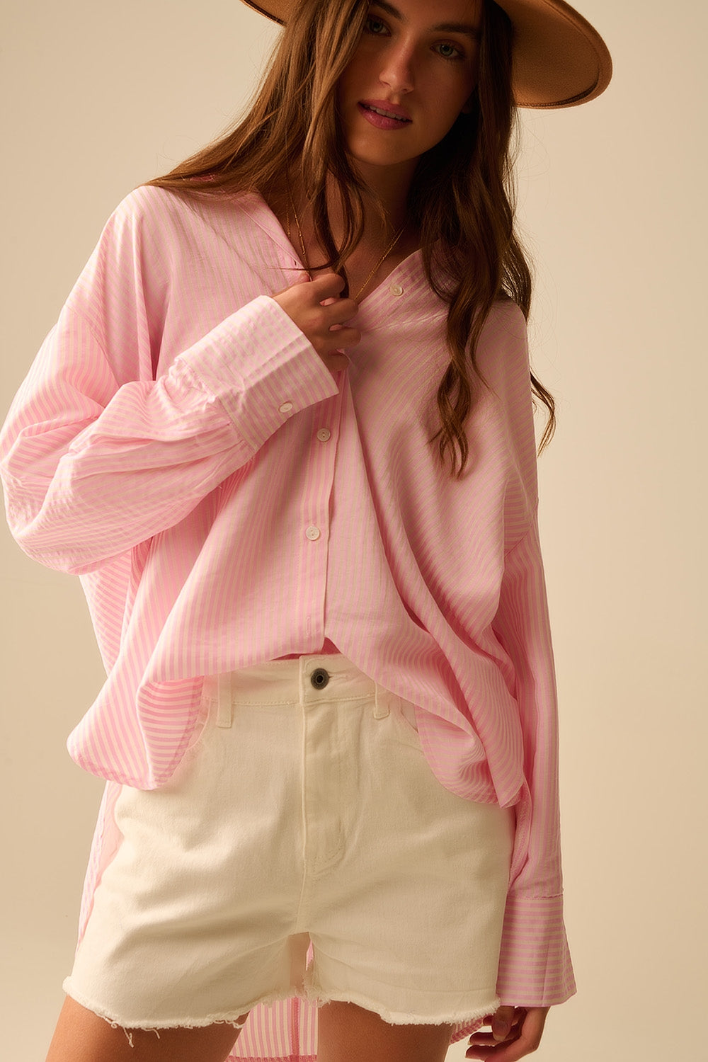 Oversized Pink Baby Shirt with Back Bow Tie - Perfect for Newborn Photoshoots, Baby Showers & Special Occasions