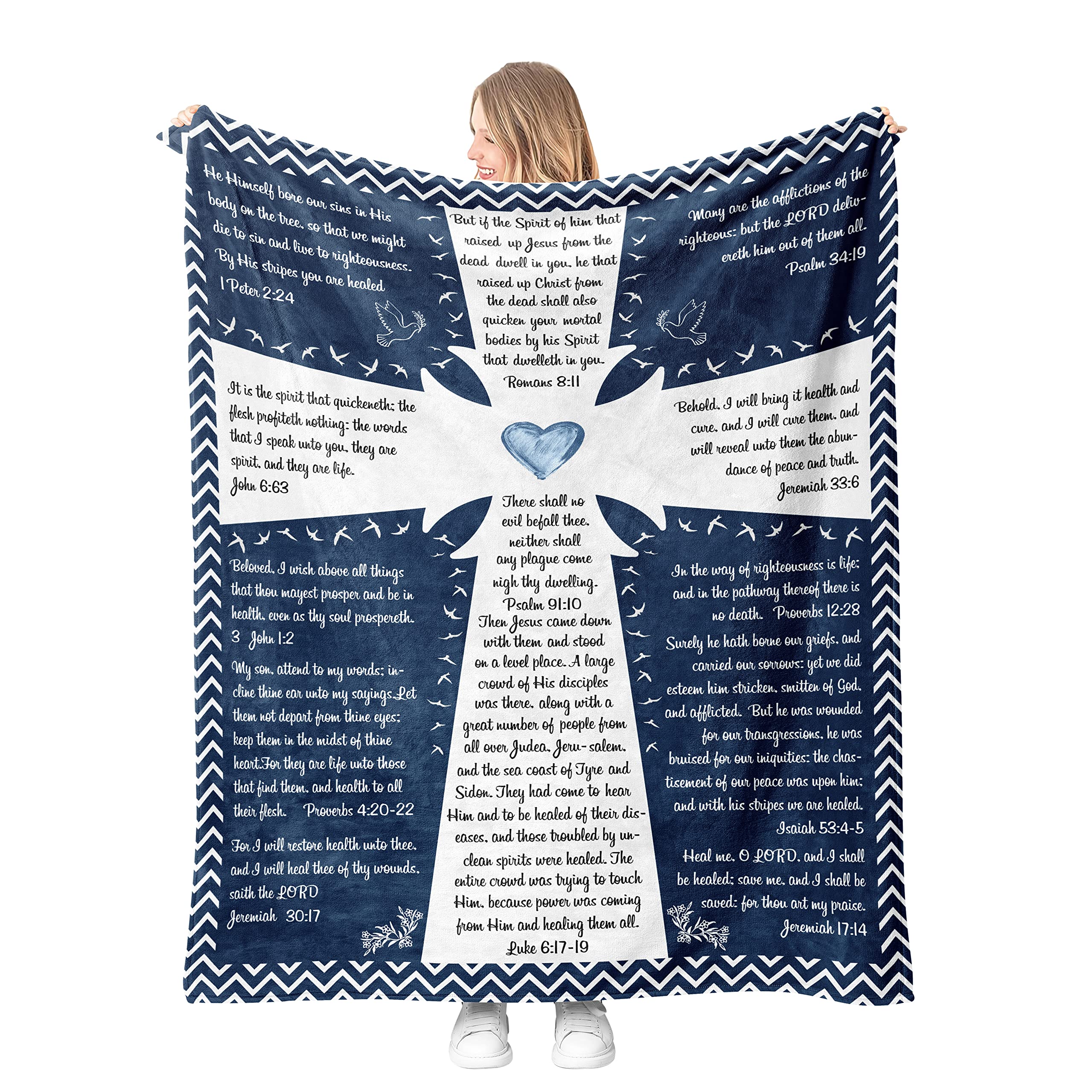 Christian Gifts for Women & Men - Inspirational Religious Blanket with Bible Verses - Spiritual Gifts for Her & Him - Perfect for Prayer, Bible Study & Home Decor