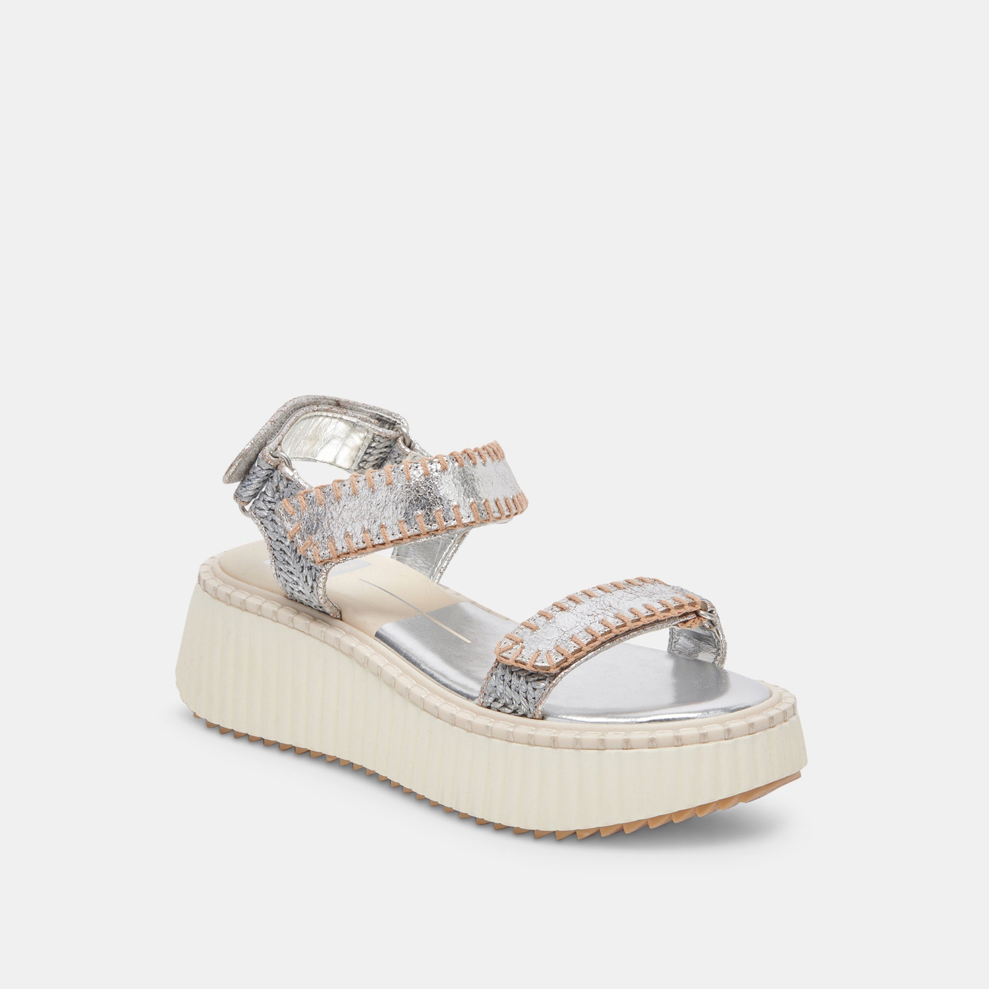 DEBRA Women's Sandals - Silver Distressed Leather Comfortable Slide Sandals for Casual Wear, Beach, and Summer Outfits