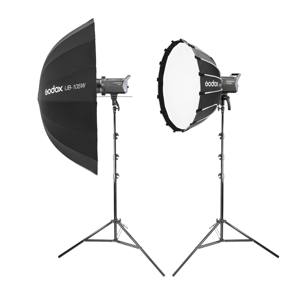 Litemons LA150D 6500K Daylight LED Twin Light Kit with QR P60T Softbox & UB 105W Umbrella - Perfect for Photography, Videography, and Studio Lighting