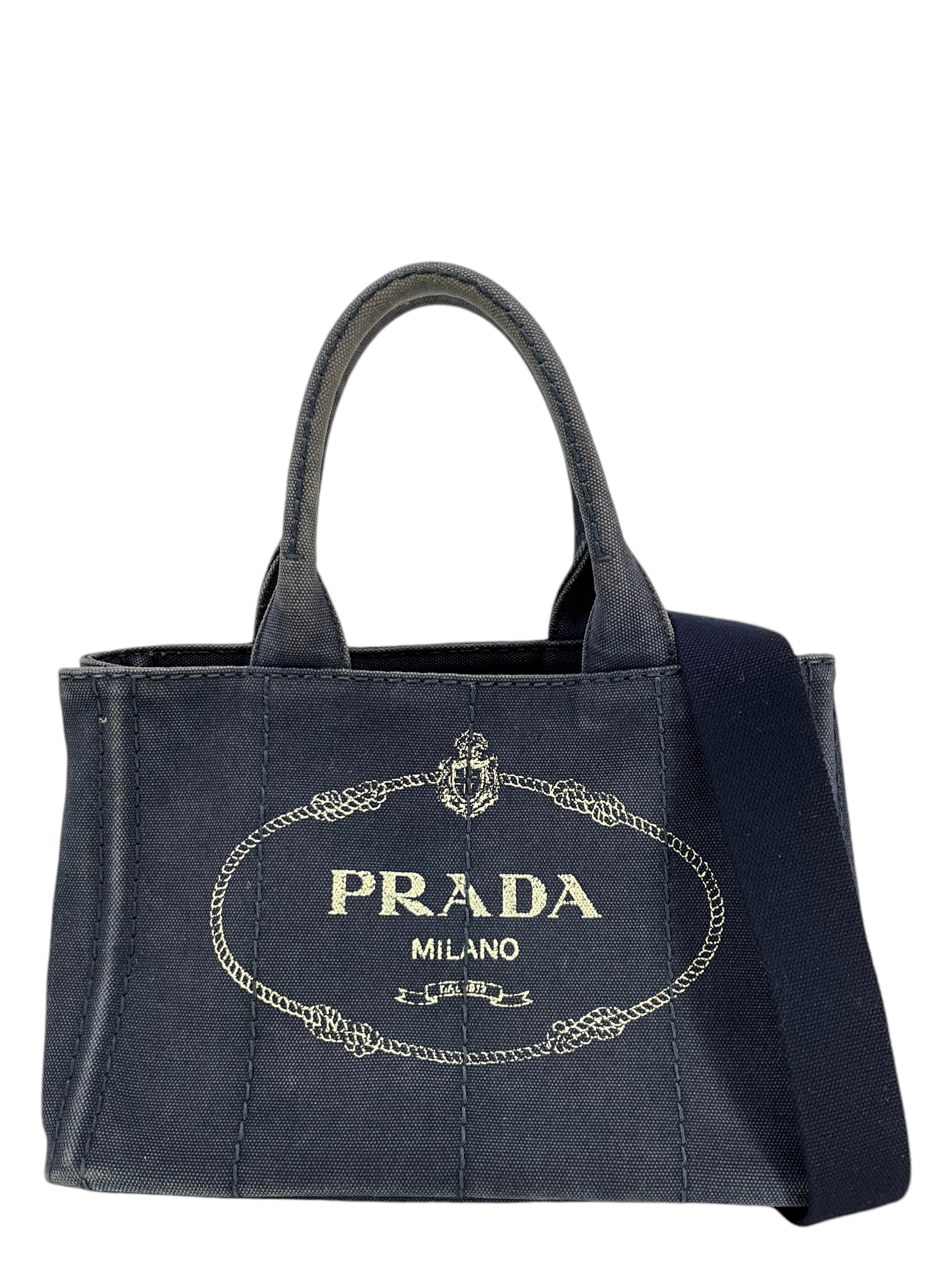 PRADA Canapa Convertible Canvas Small Tote Bag - Luxury Designer Handbag for Women | Perfect for Work, Travel & Everyday Use