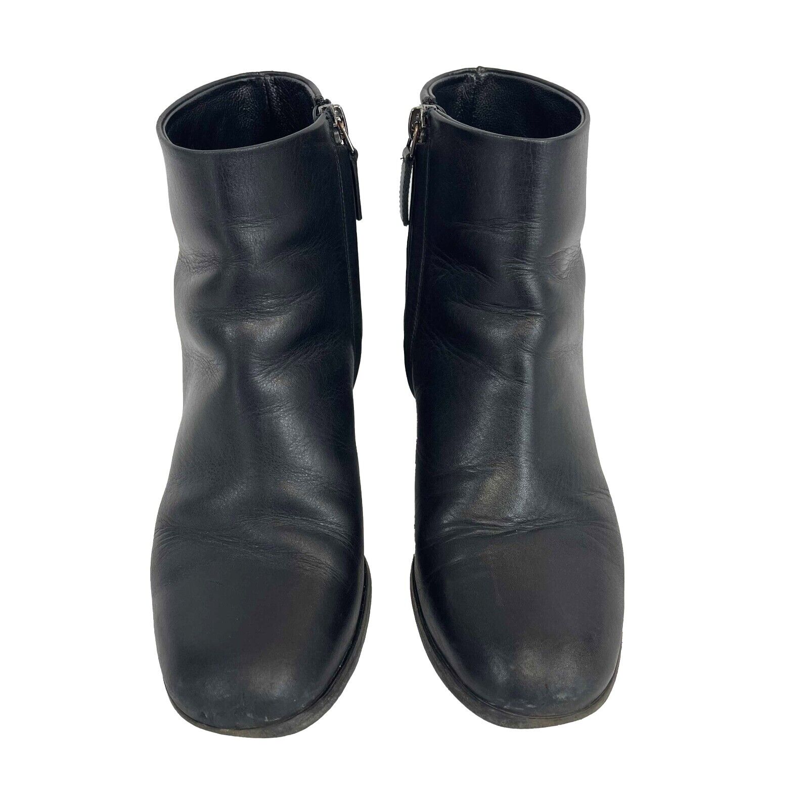 CHANEL CC Logo Leather Block Heel Boots for Women - Black Size 36 (US 6) - Stylish Ankle Booties for Office, Party & Night Out