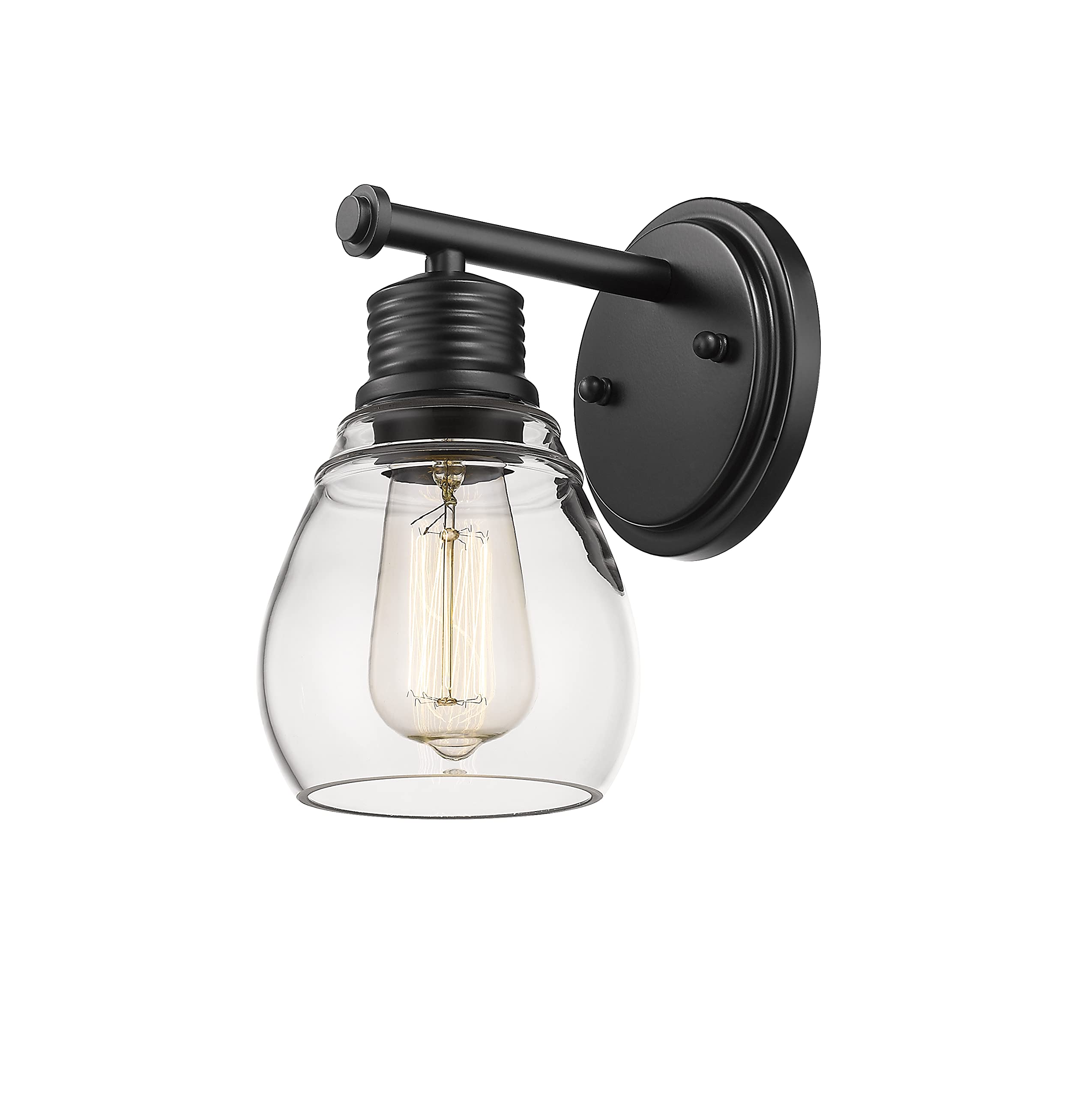 YEEHOME Modern Black Industrial Vanity Light Fixture - 1-Light Wall Sconce with Glass Shade for Bathroom, Porch, Living Room & Hallway | Perfect Mirror Lighting & Home Decor