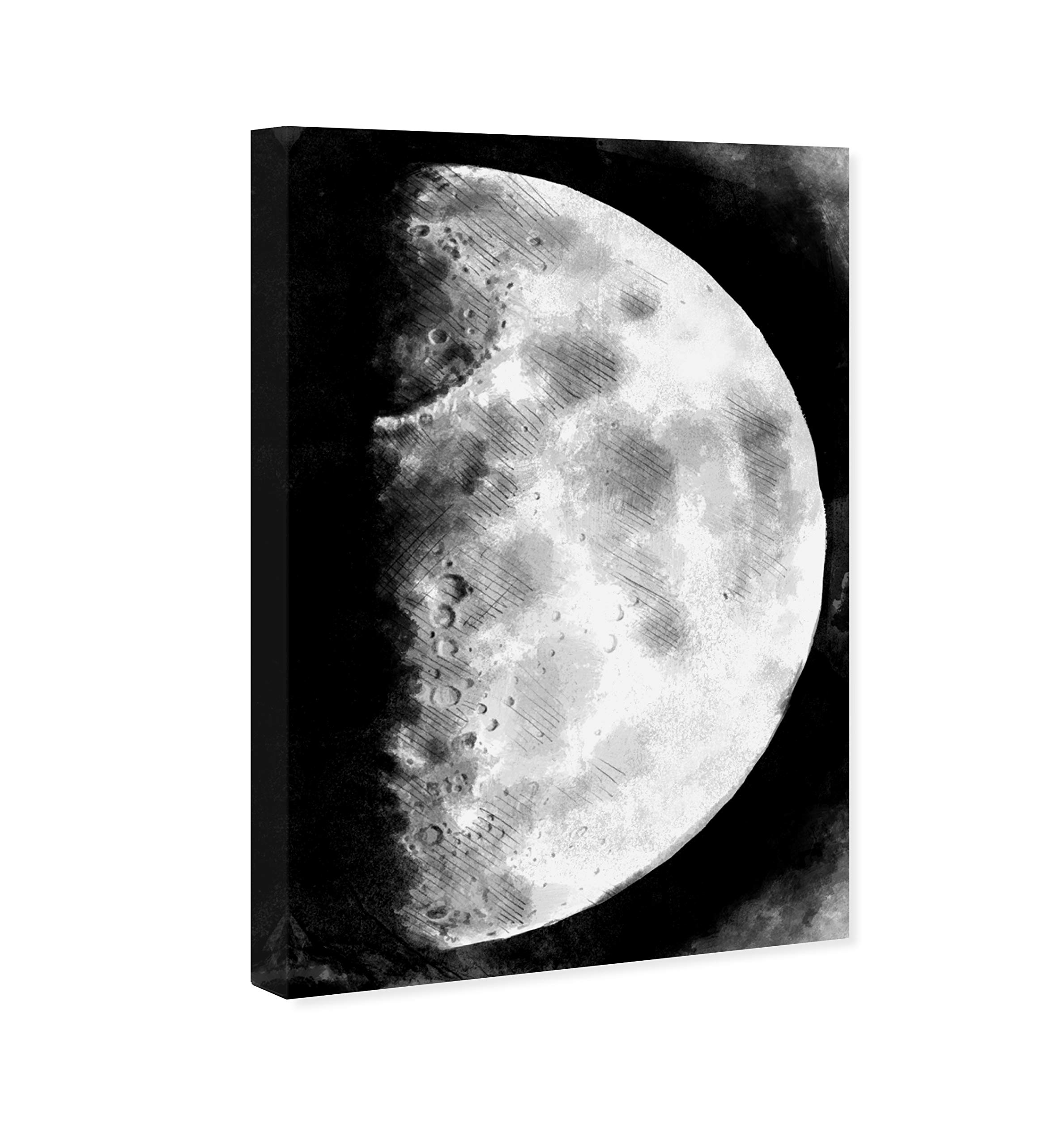 Oliver Gal Artist Co. 'Moon Sketch' Space Wall Art Canvas Print - 36x45 Inches White & Black Modern Home Decor | Perfect for Living Room, Bedroom or Office Wall Decoration