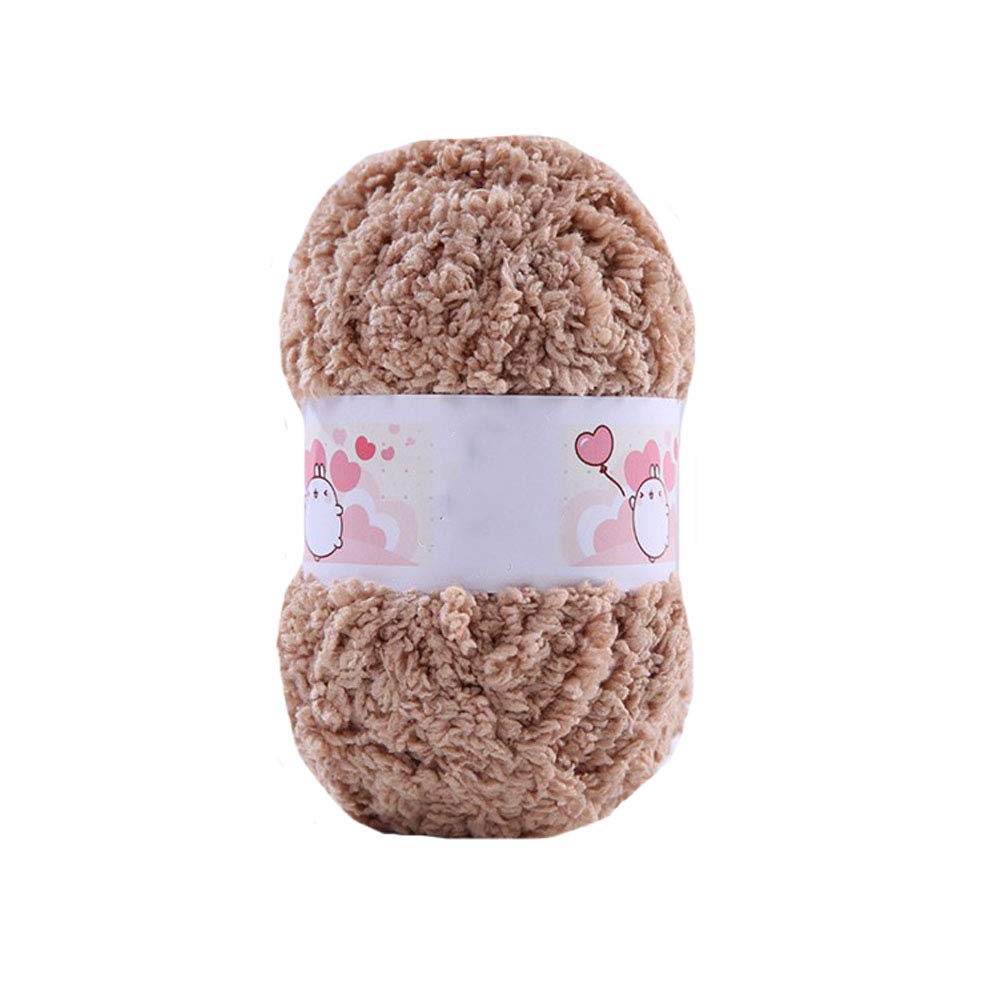 500g Light Brown Coral Fleece Terry Knitting Yarn - Soft Shaggy Fuzzy Pipsqueak Yarn for DIY Crochet, Knitting Projects - Perfect for Making Dolls, Blankets, Sweaters, Scarves & Handbags - Cozy Winter Crafting Yarn for Home Decor & Gifts