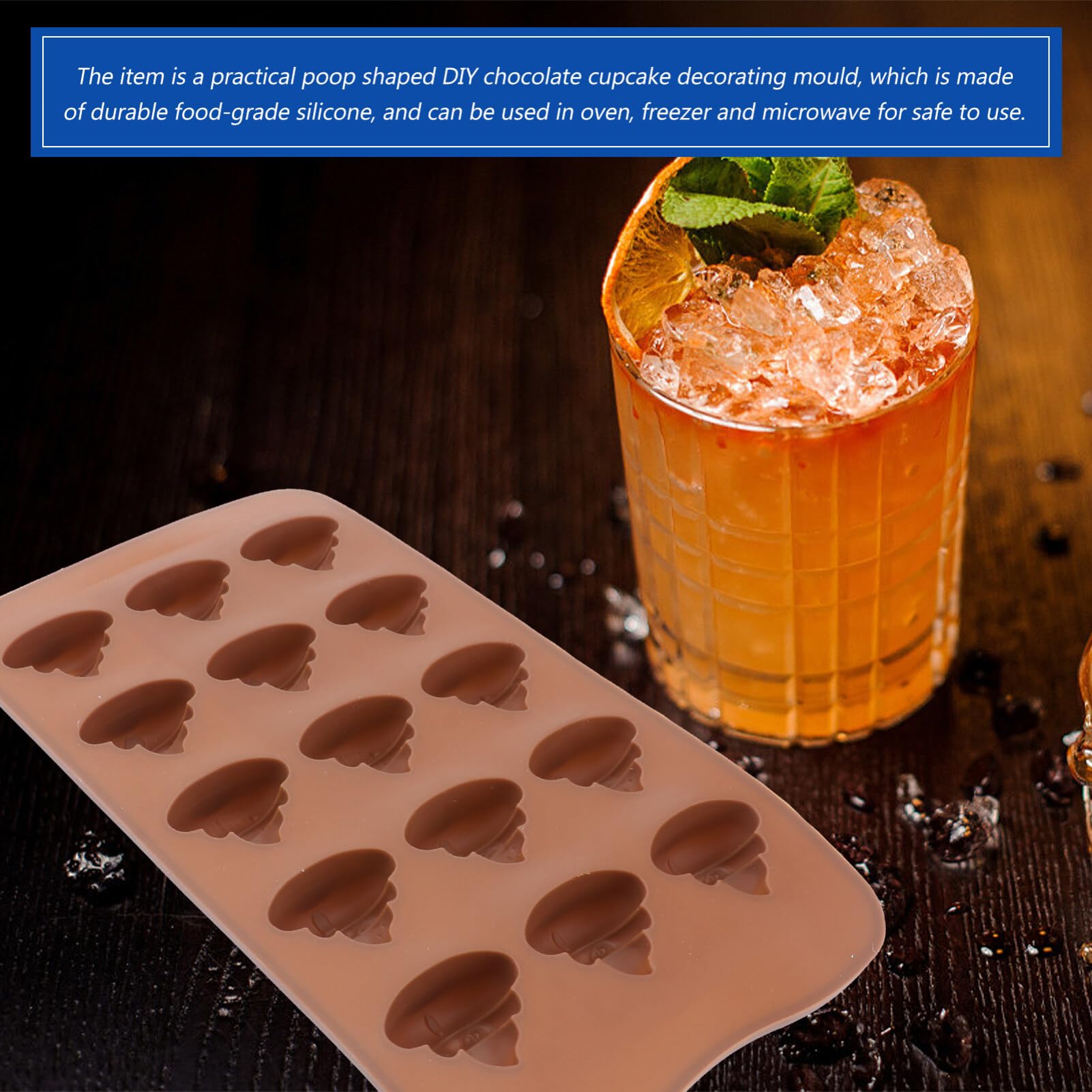 Operitacx 3-Piece Silicone Poop Mold Set - Funny Baking Molds for Chocolate, Cake, Candy & Fondant - Non-Stick 15 Cavity Poop Shaped Molds (Brown) - Perfect for Birthday Parties, Halloween Treats & Prank Gifts