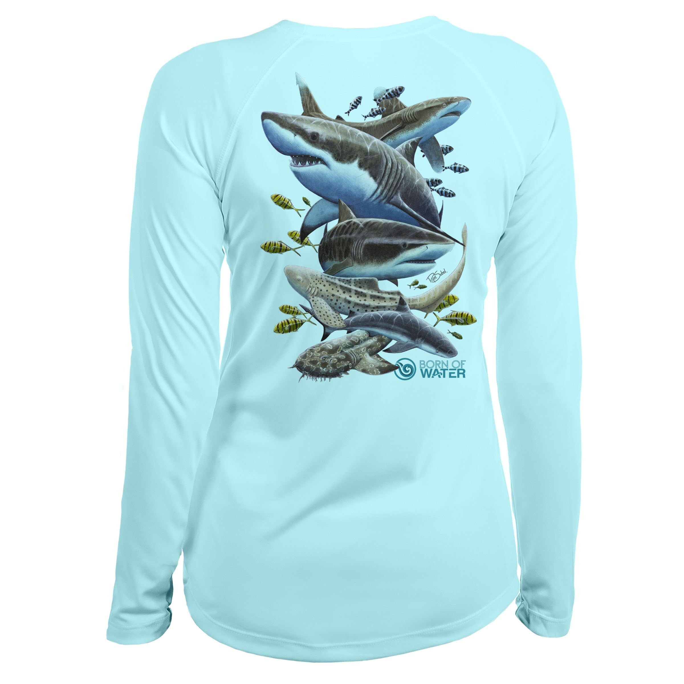 Women's UV UPF+ 50 Long Sleeve Shark Scuba Diving Shirt - Misunderstood Beauty for Sun Protection & Water Sports
