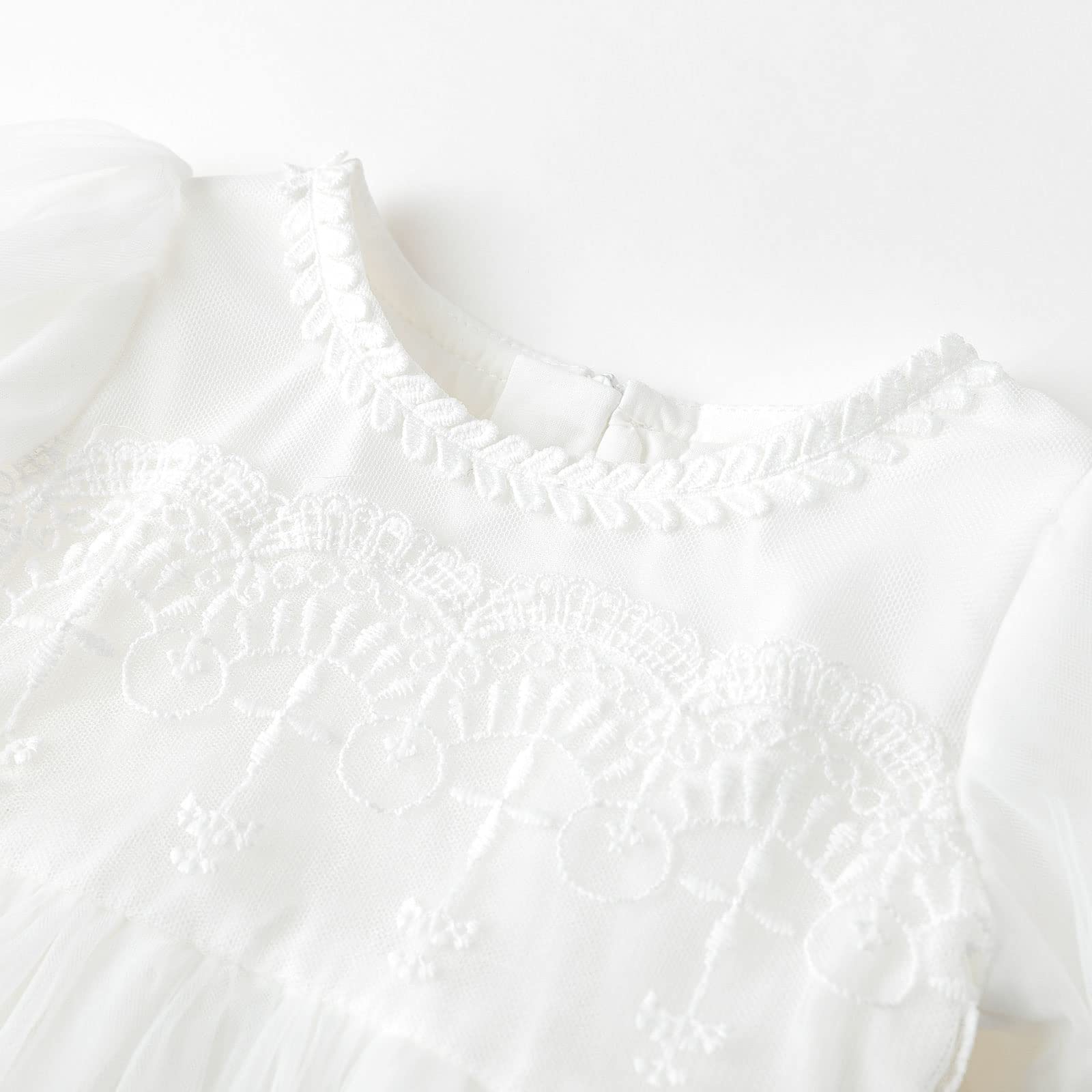 Curipeer Baby Girl White Christening Dress - Newborn Tulle Party Gown for Special Occasions, Baptism & First Birthday Celebrations
