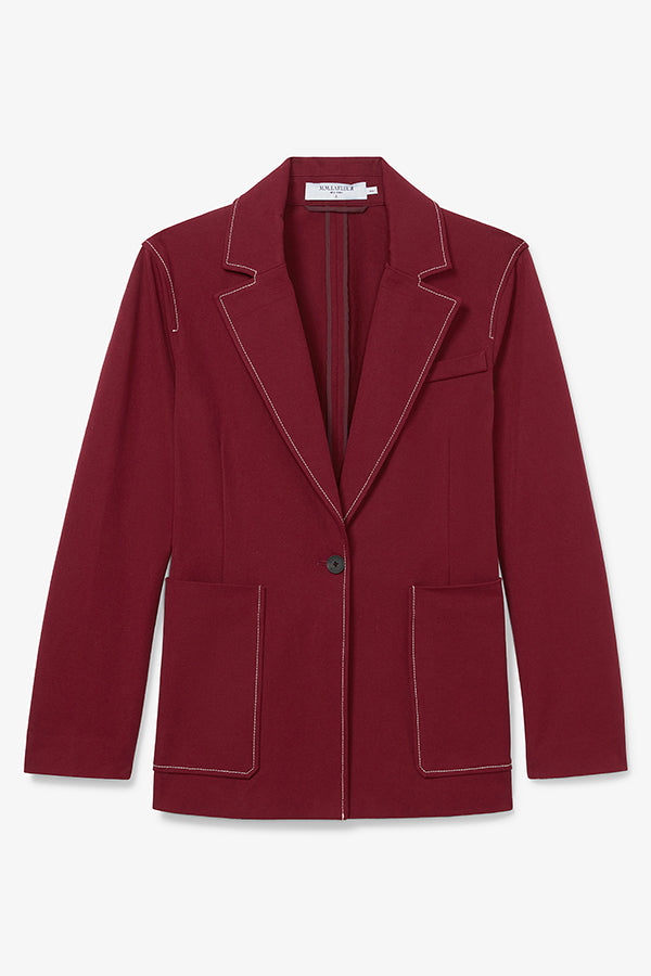 Grenville Jacket - Eco-Friendly Contrast Stitch Denim Alternative in Berry Jam Color | Perfect for Casual Outings & Outdoor Adventures